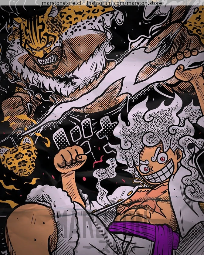 Polera One Piece - Luffy Gear 5 vs Rob Lucci