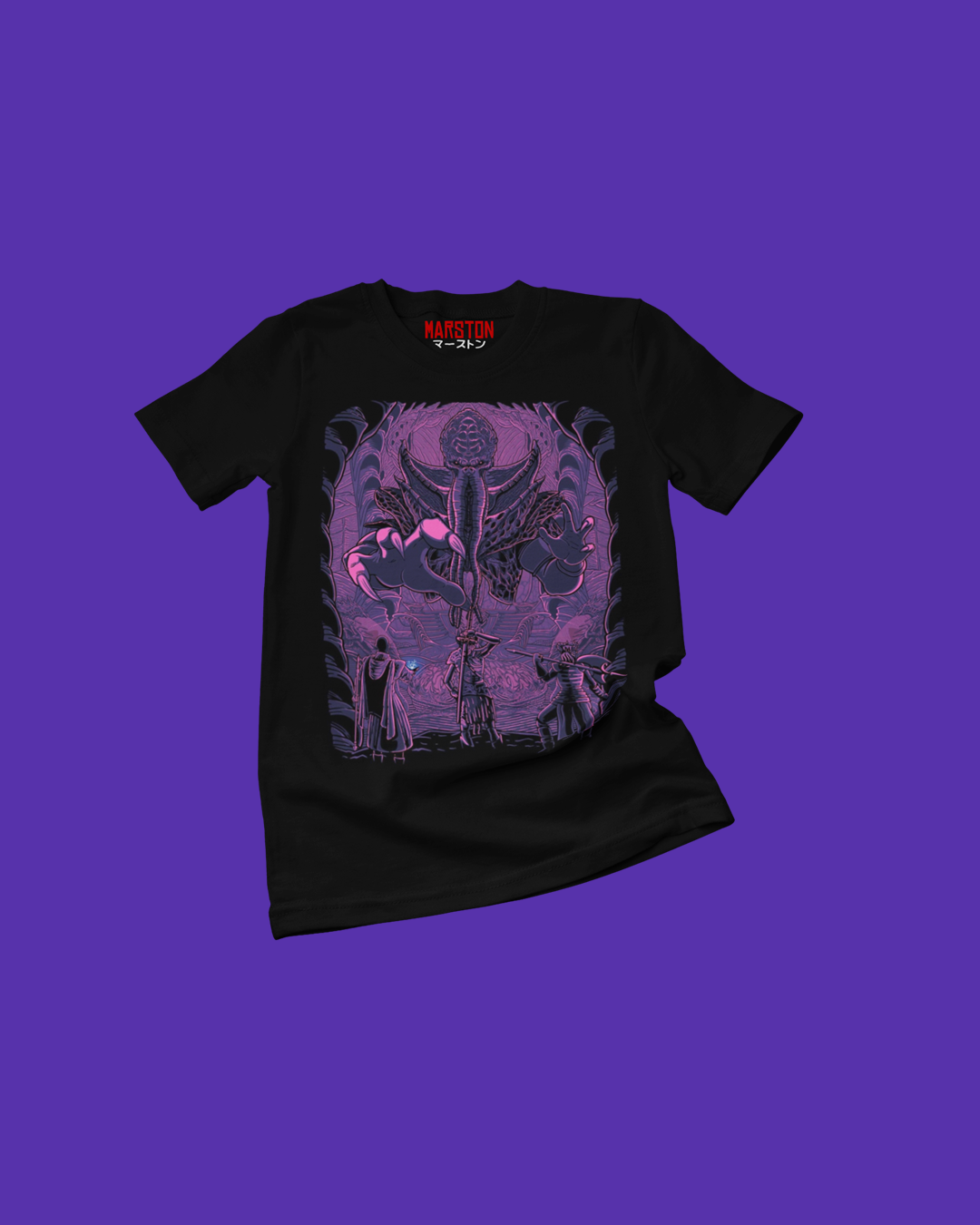 Polera negra con diseño de Baldur's Gate 3
