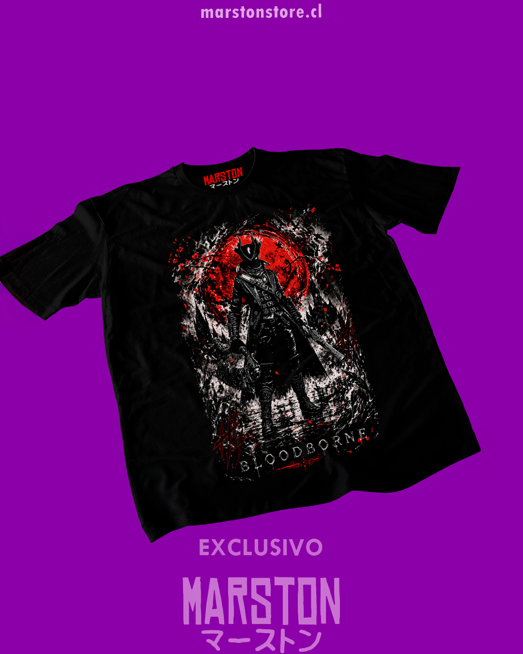 Polera negra con diseño de Bloodborne