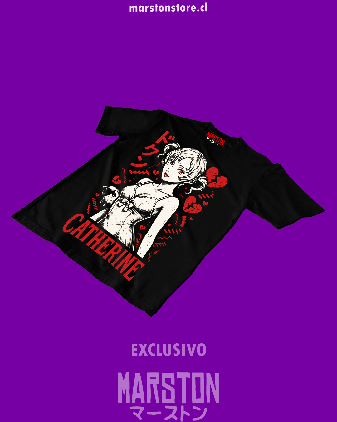 Polera negra con diseño de Catherine