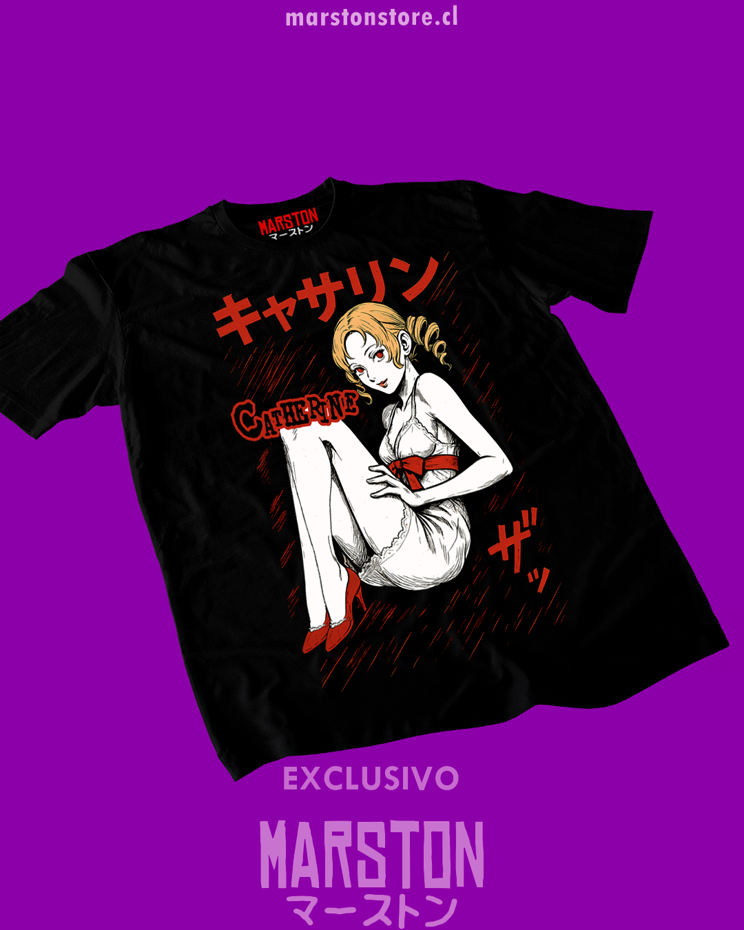 Polera negra con diseño de Catherine