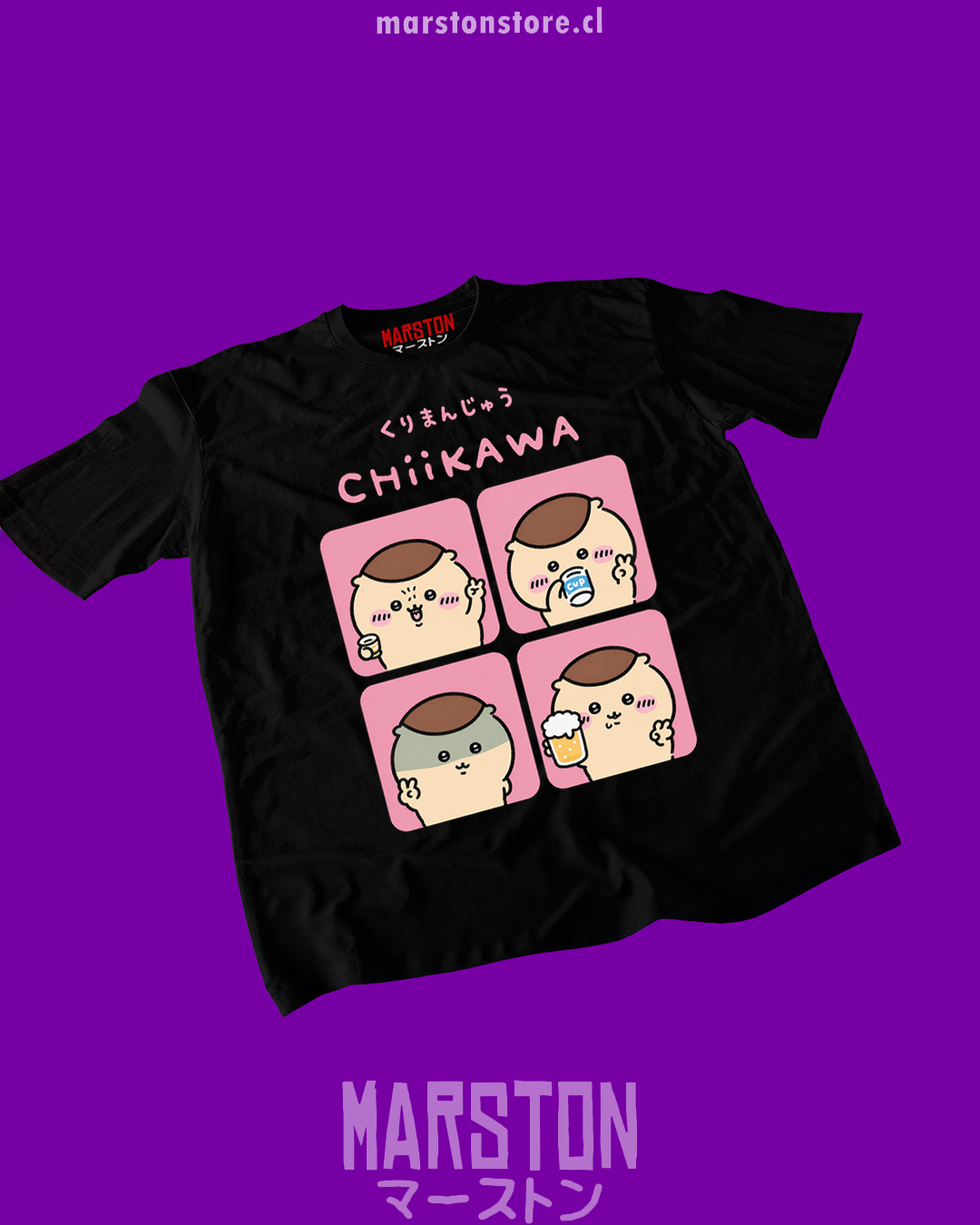Polera negra Chiikawa Kurimanju