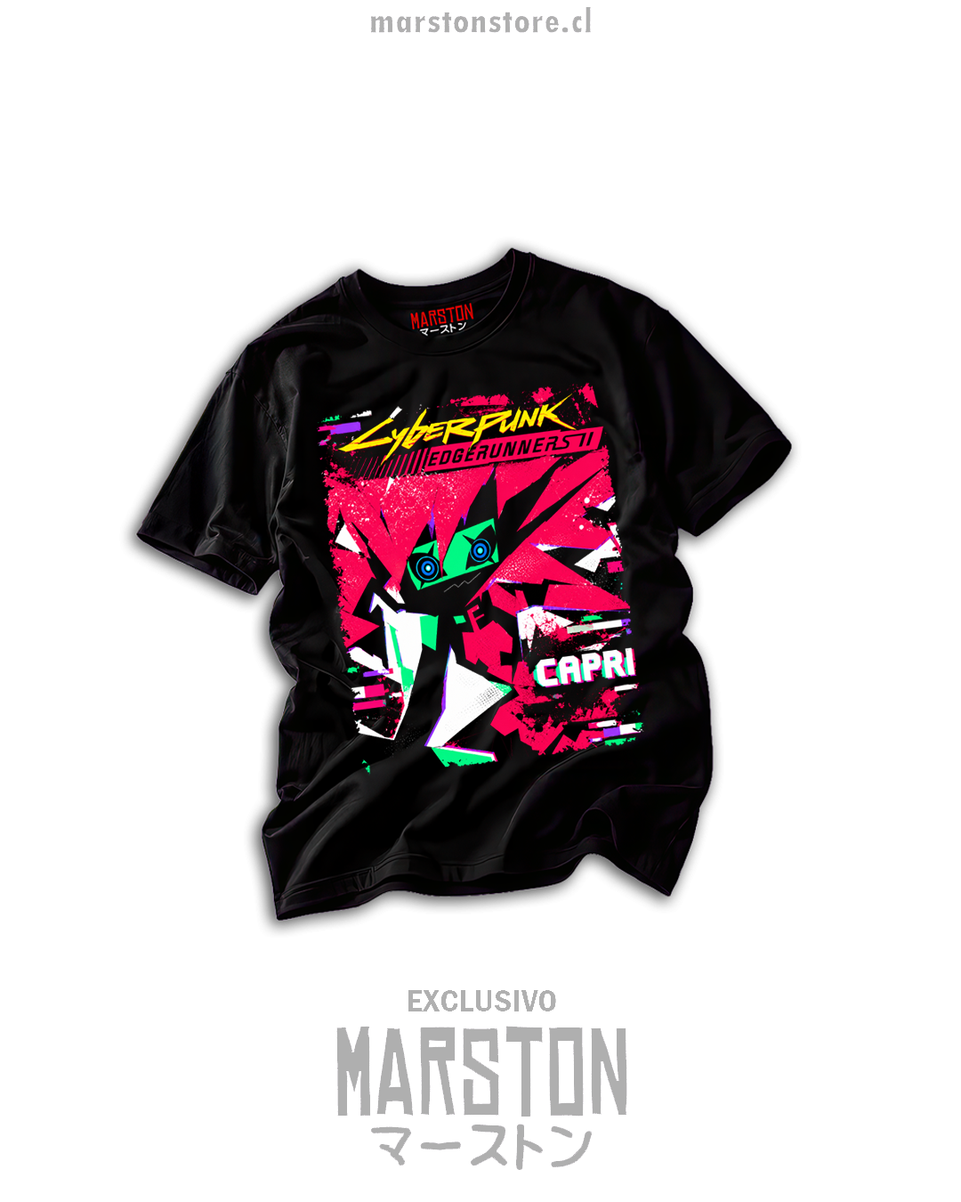 Polera negra Cyberpunk Edgerunners 2 - Capri - Diseño 01 - 10380829950171