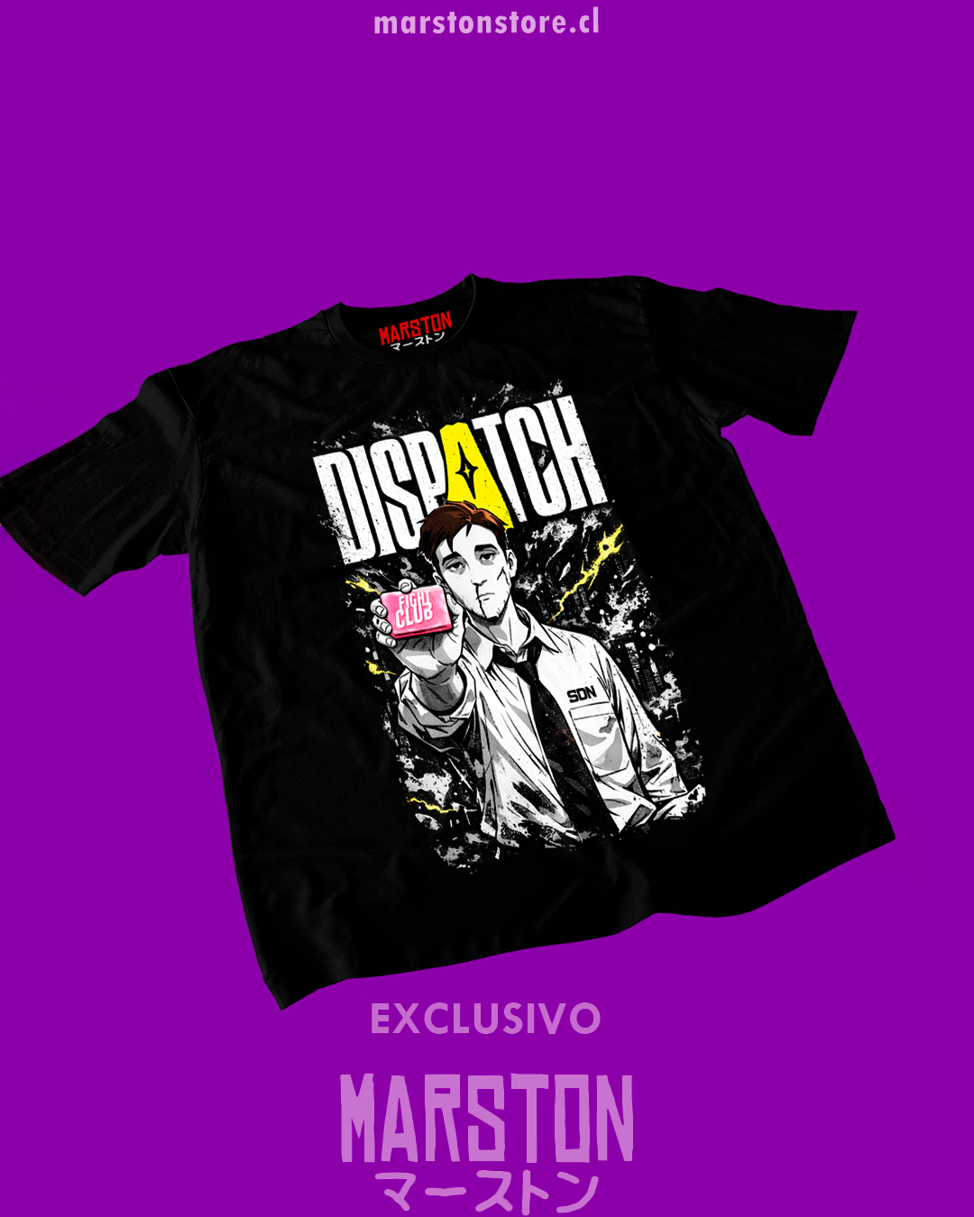 Polera negra Dispatch con diseño de Robert Robertson