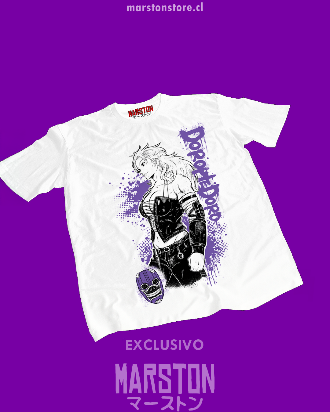 Polera blanca Dorohedoro con diseño inspirado en el anime