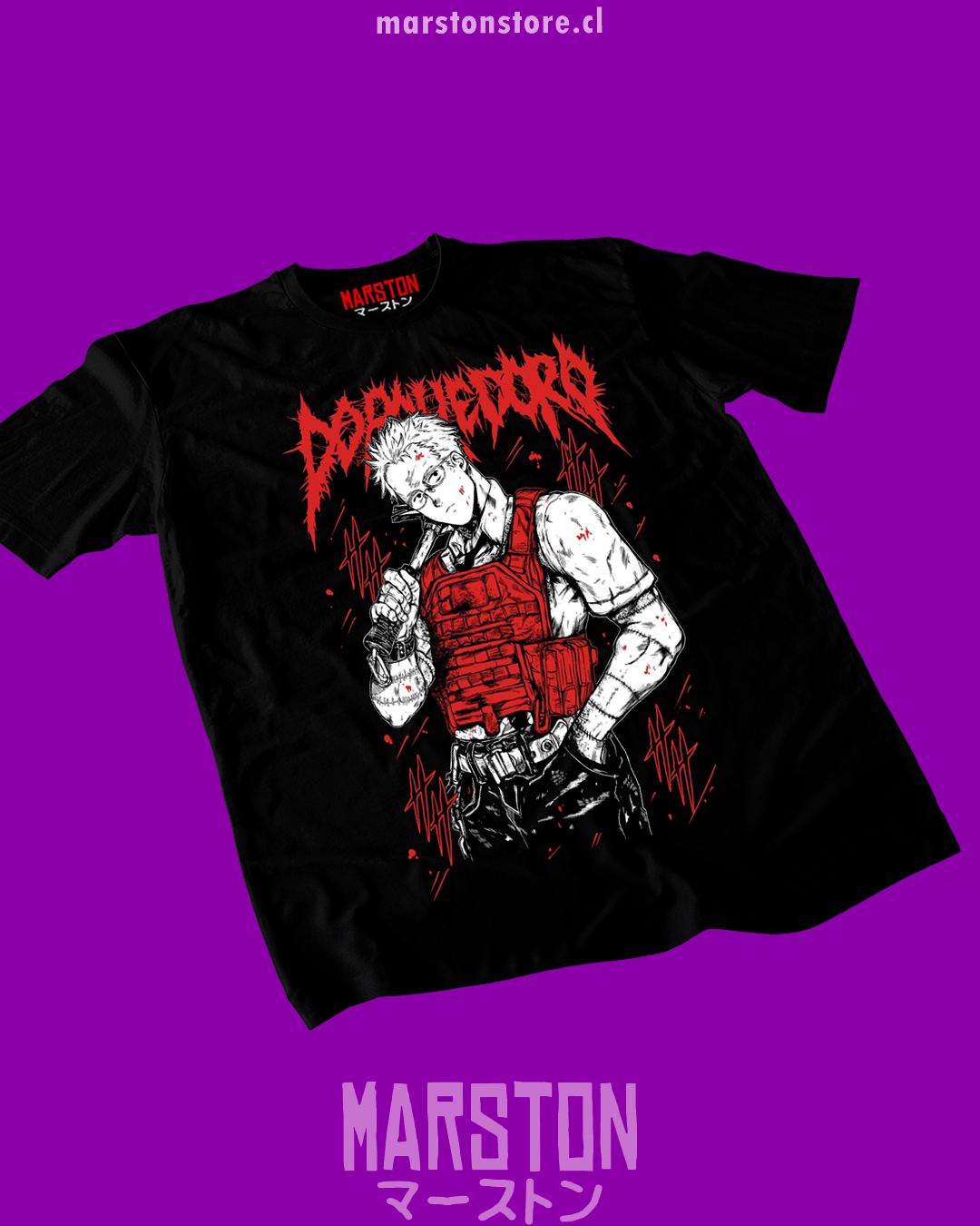 Polera negra Dorohedoro con diseño inspirado en el anime