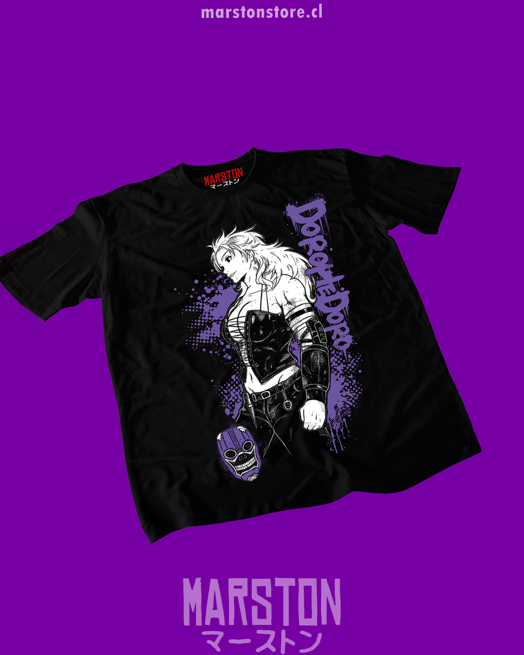 Polera negra Dorohedoro con diseño de Noi