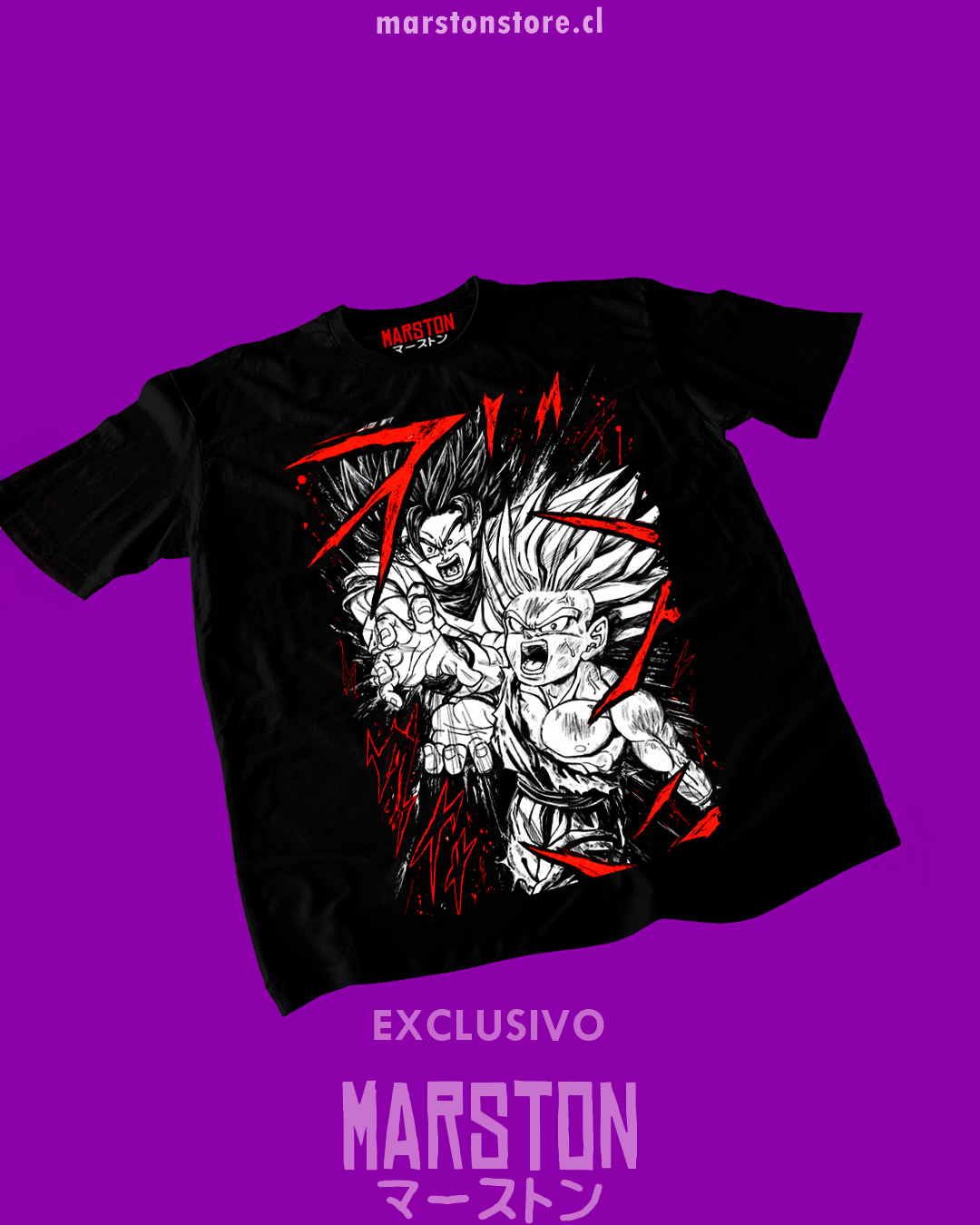 Polera negra Dragon Ball Z con Goku y Gohan Super Saiyan 2