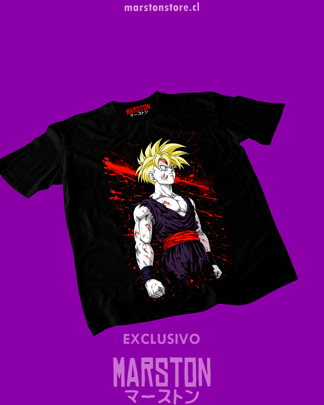 Polera negra Dragon Ball Z con Son Gohan Super Saiyan 2