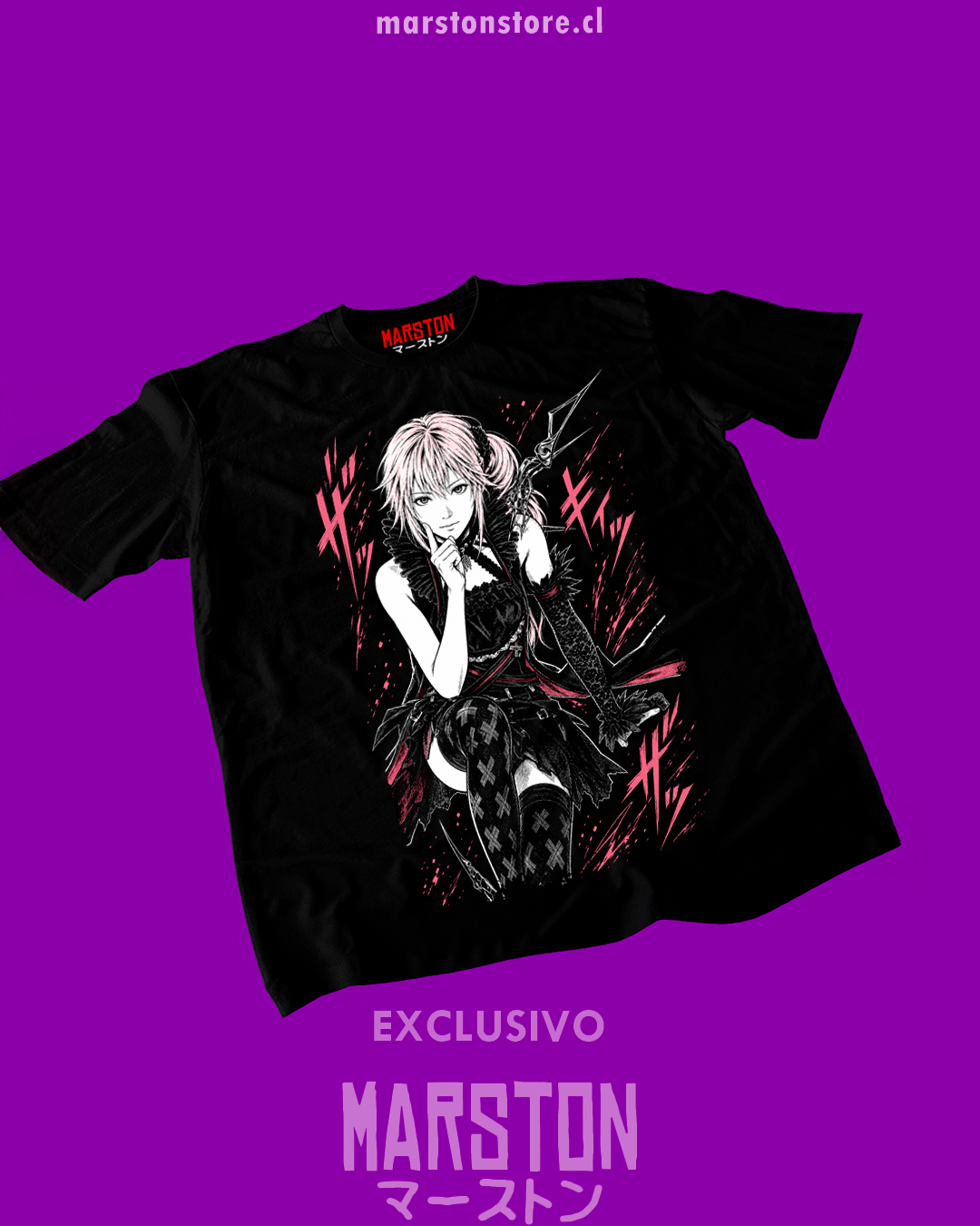Polera negra Final Fantasy XIII con diseño de Serah Farron