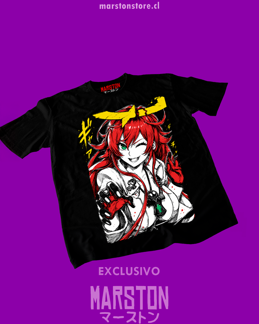 Polera negra Guilty Gear con diseño de Jack-O' Valentine