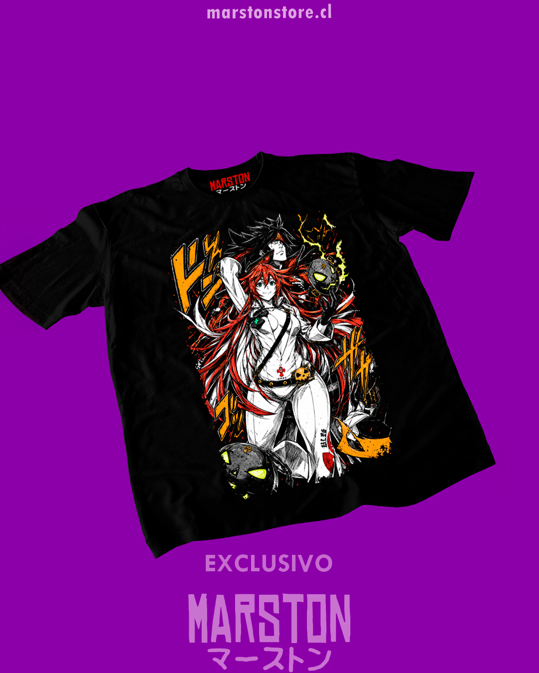 Polera negra Guilty Gear con Jack-O' Valentine y Sol Badguy