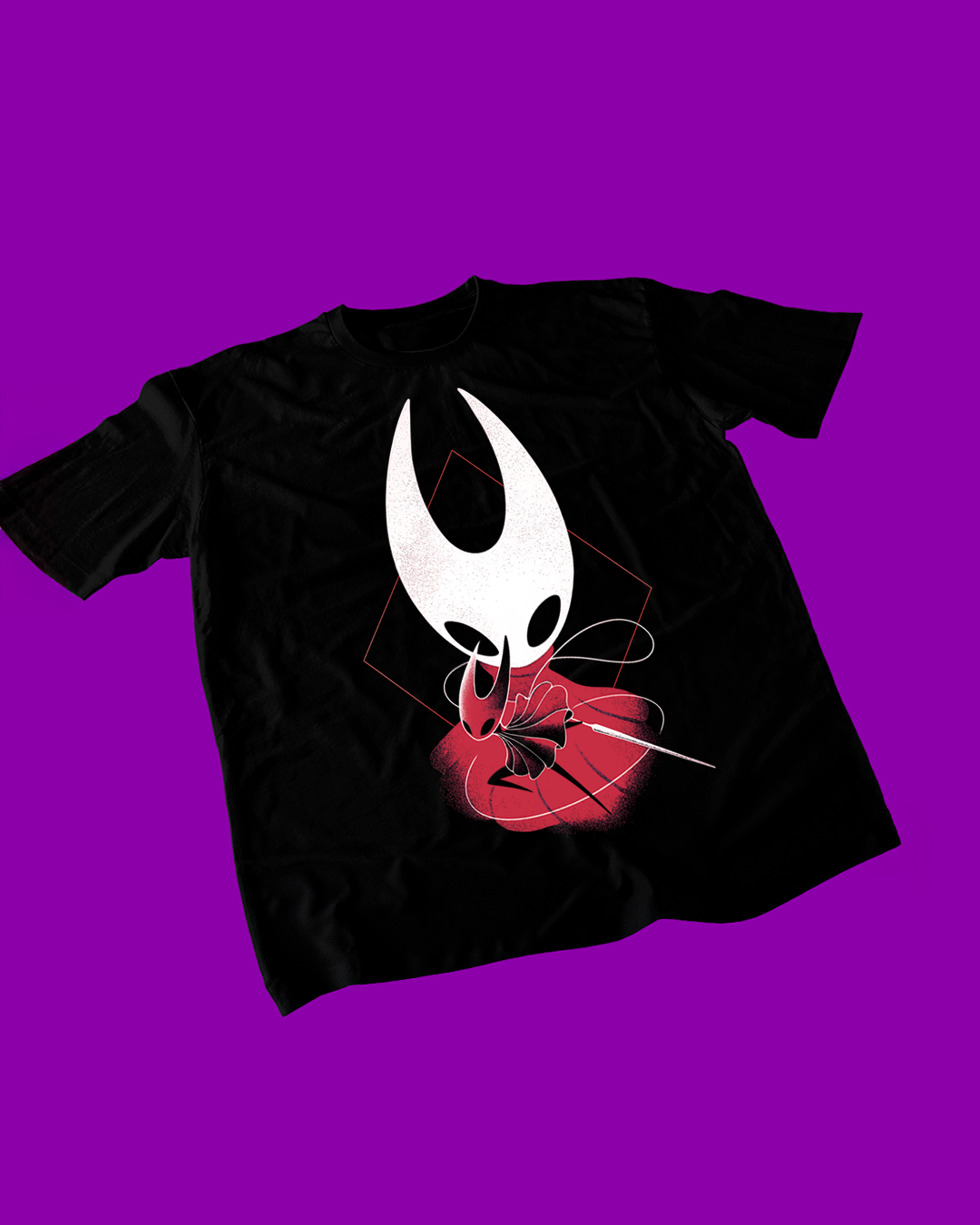 Polera negra Hollow Knight: Silksong con diseño de Hornet