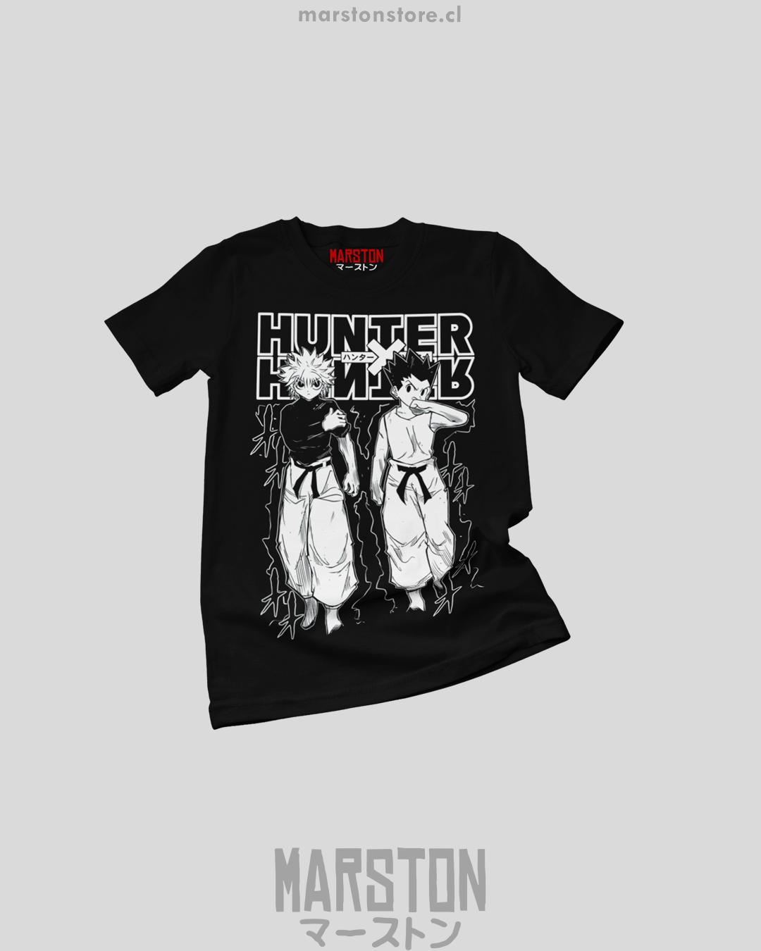 Polera negra Hunter x Hunter con Gon Freecss y Killua Zoldyck