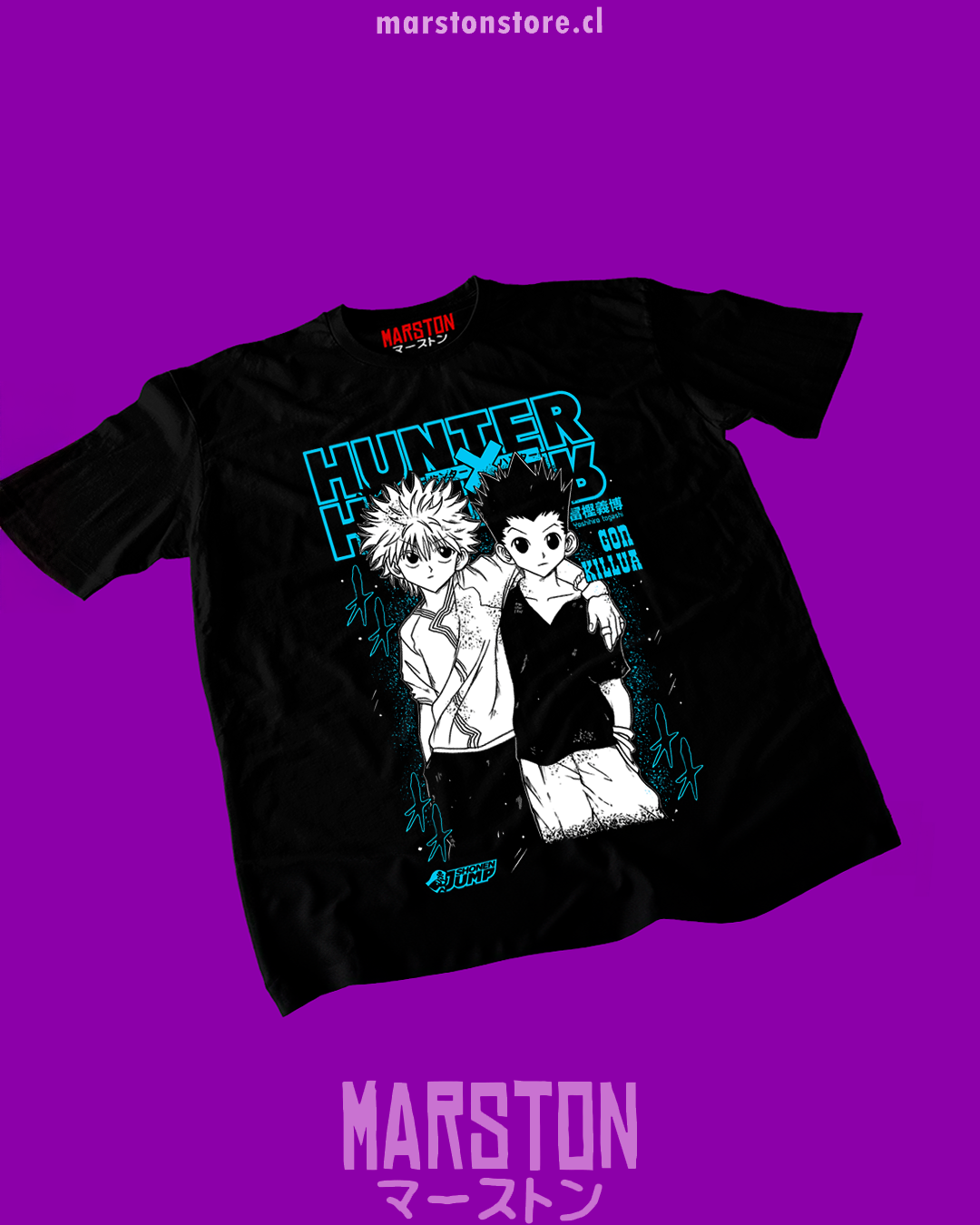 Polera negra Hunter x Hunter con Gon Freecss y Killua Zoldyck