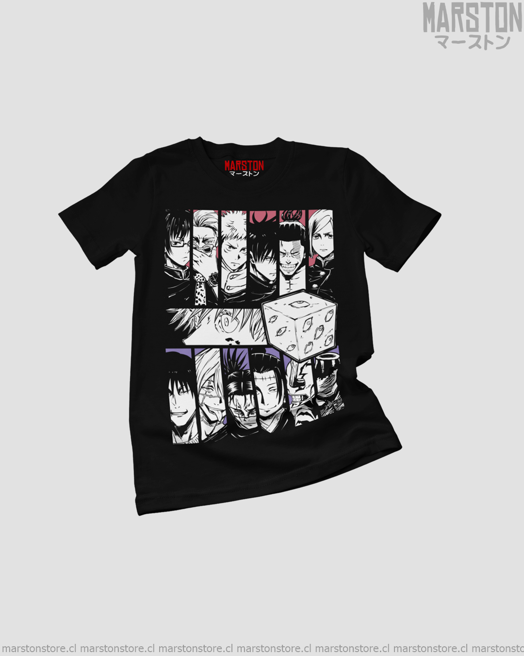 Polera negra Jujutsu Kaisen con diseño del Incidente de Shibuya