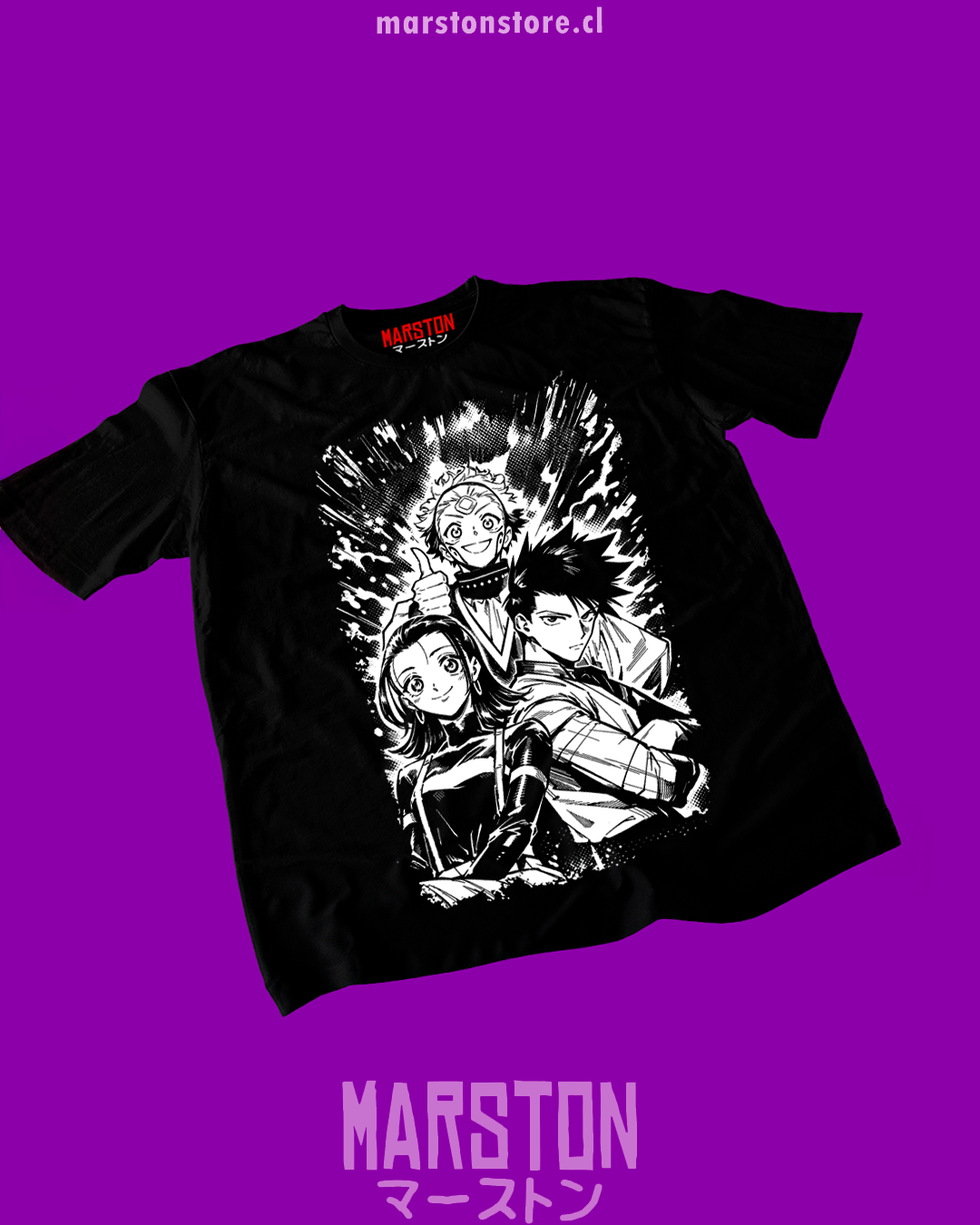 Polera negra con diseño de Jujutsu Kaisen Modulo