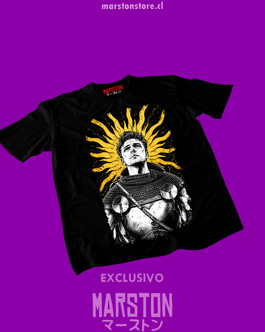 Polera negra con diseño de Kingdom Come Deliverance II