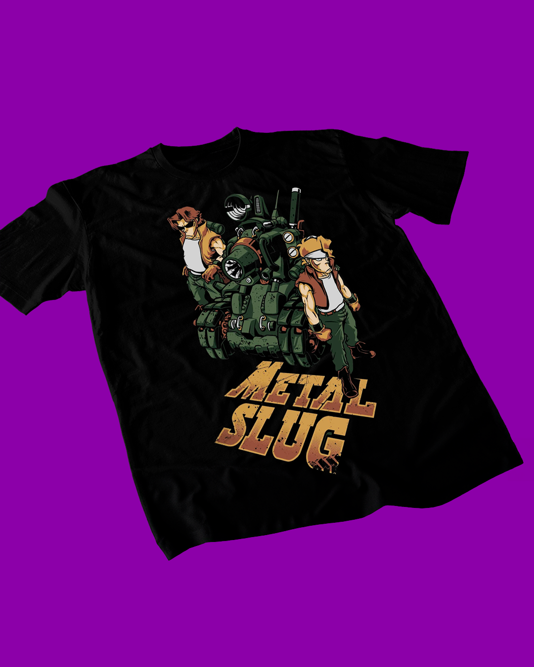 Polera negra Metal Slug con Marco y Tarma