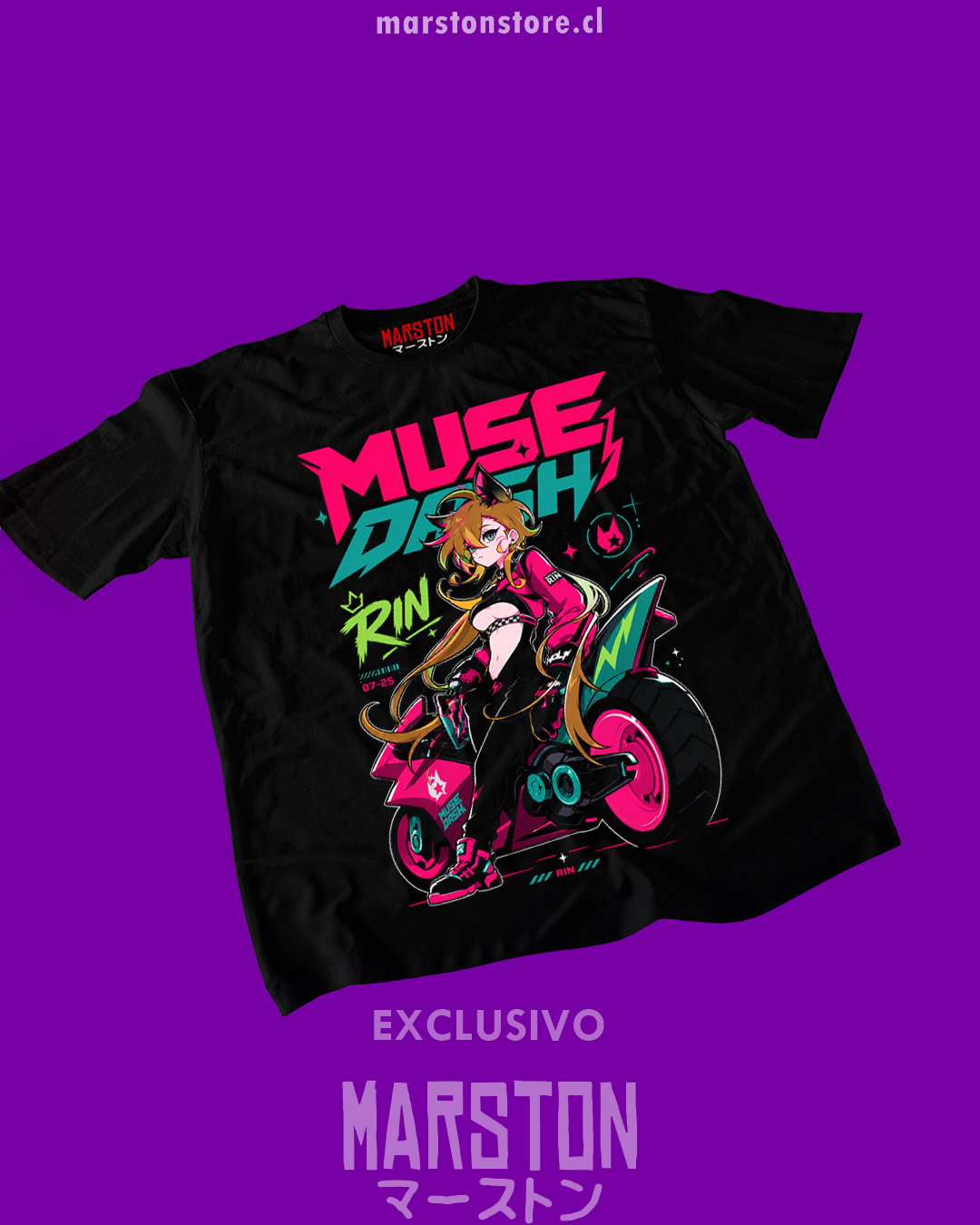 Polera negra con diseño de Muse Dash