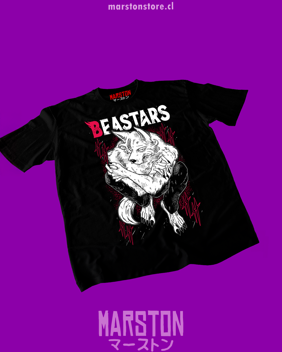 Polera negra de Beastars con Legoshi