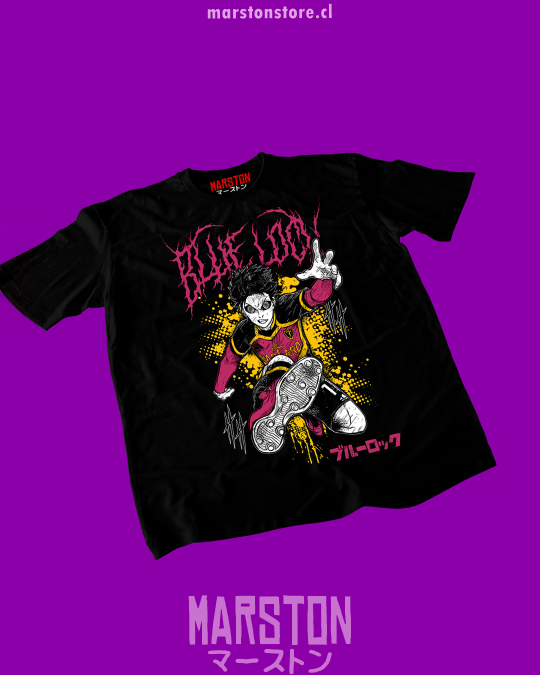 Polera negra de Blue Lock con Yoichi Isagi