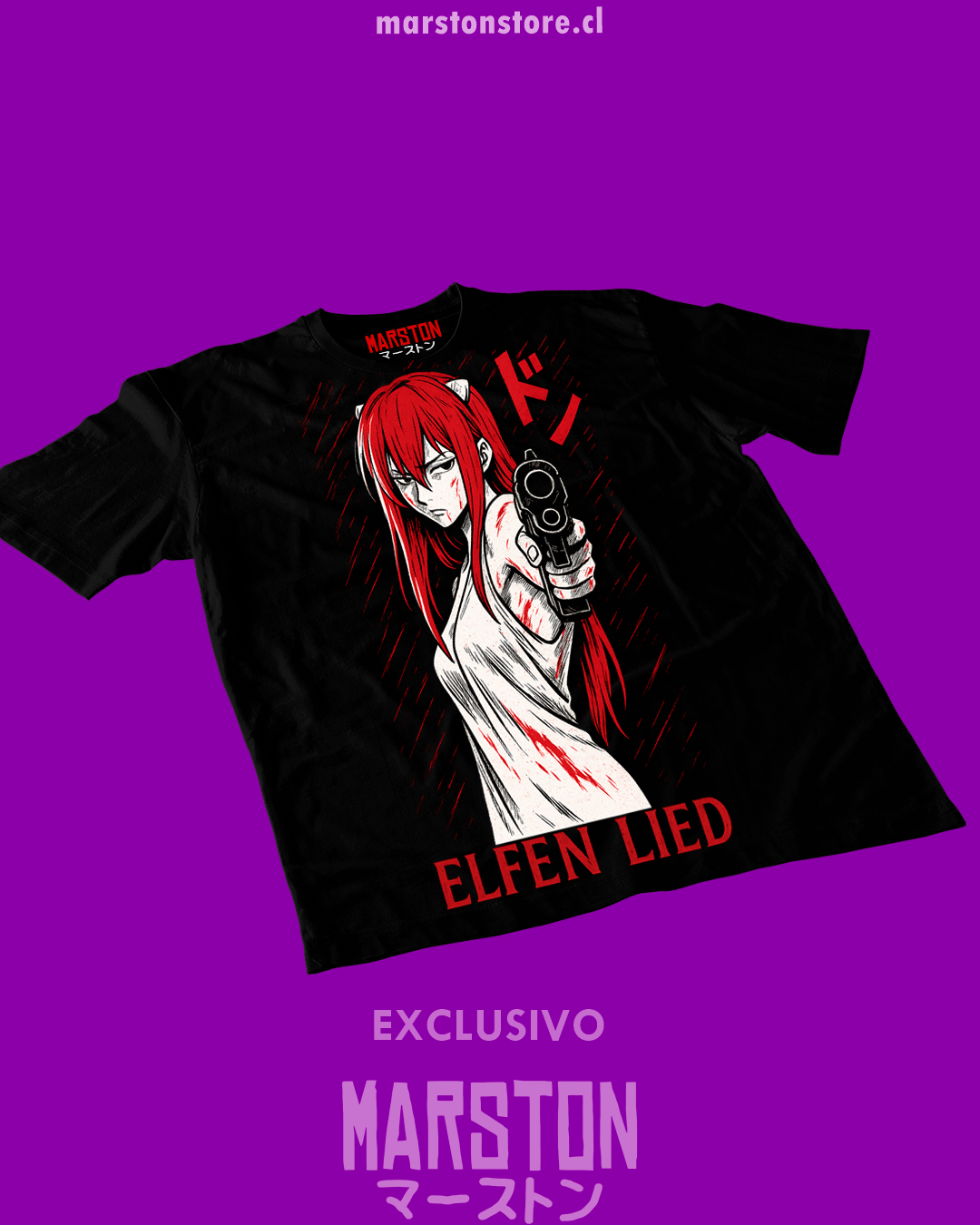 Polera negra de Elfen Lied con Lucy
