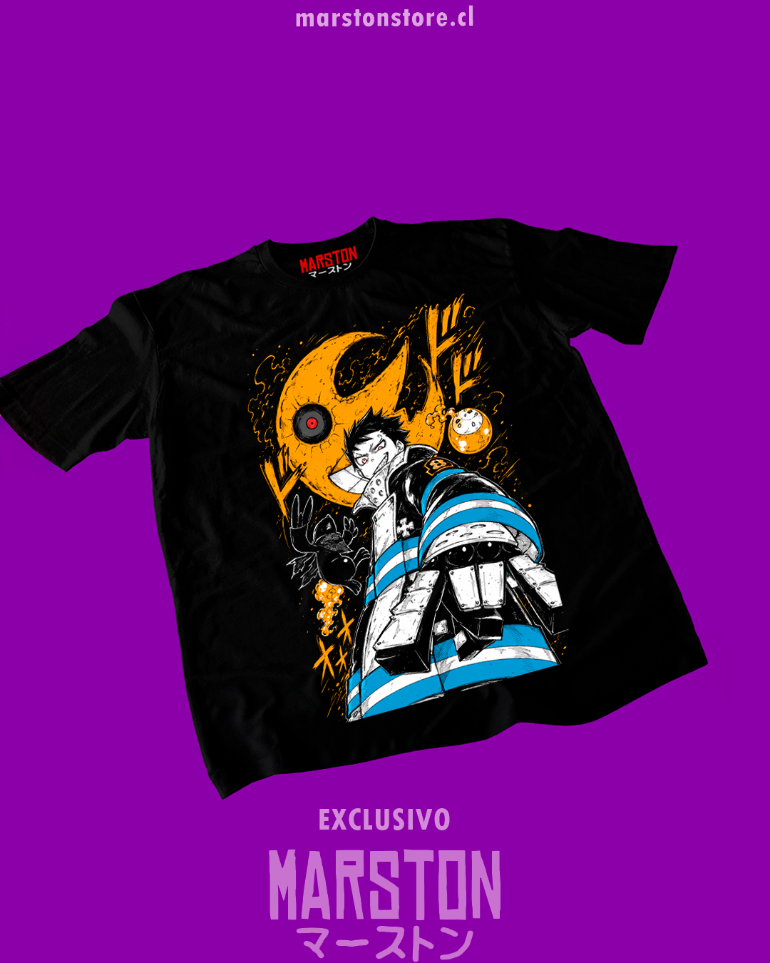 Polera negra de Fire Force