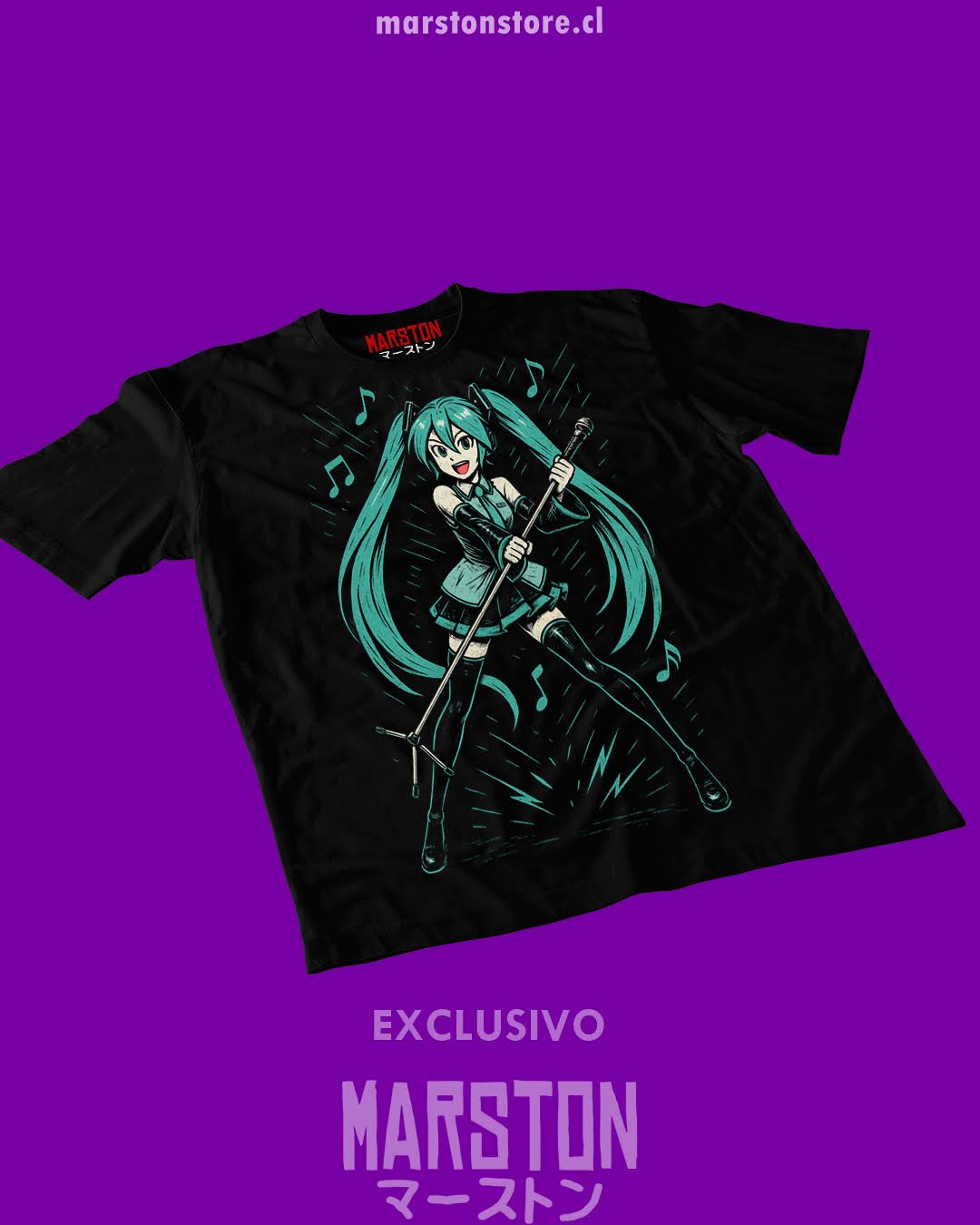 Polera negra de Hatsune Miku