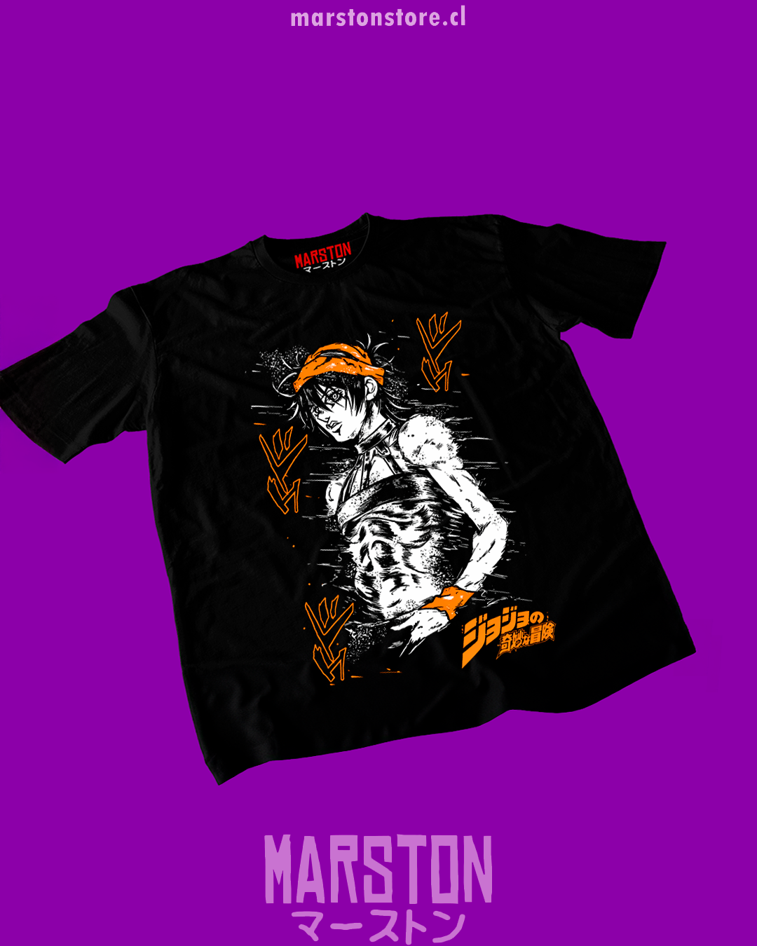 Polera negra de JoJo's Bizarre Adventure con Narancia Ghirga