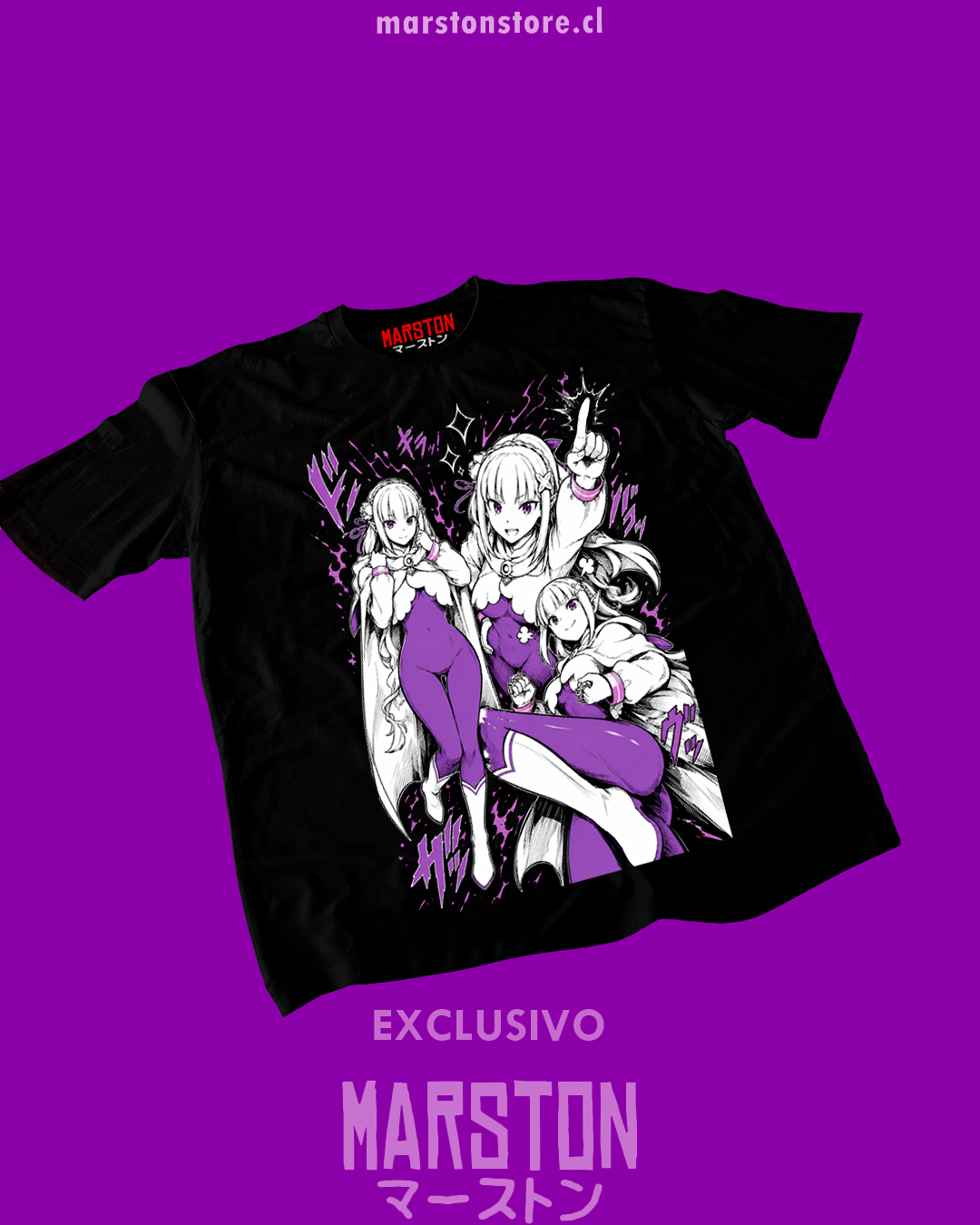 Polera negra de Re:Zero con Emilia
