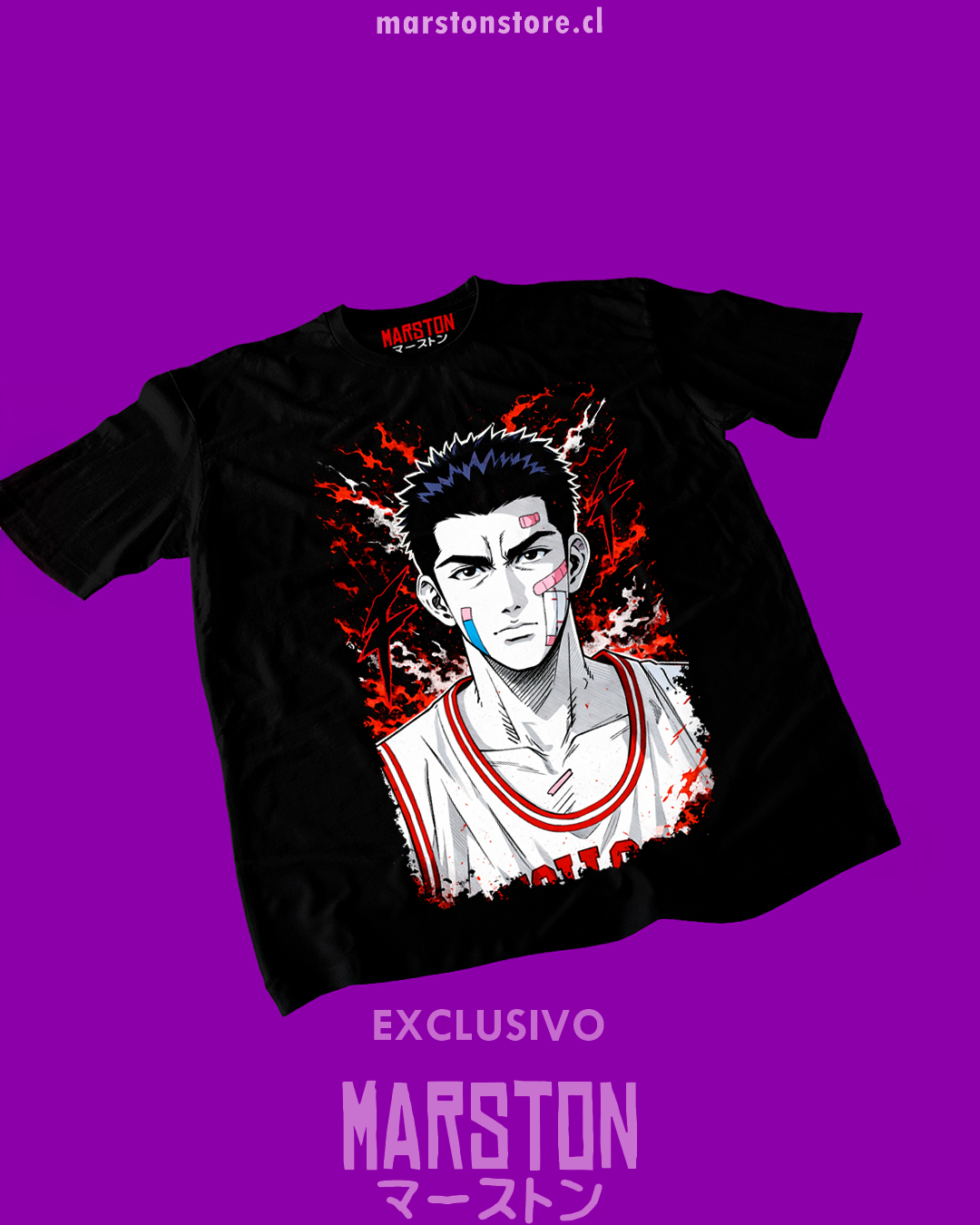 Polera negra de Slam Dunk con Hisashi Mitsui