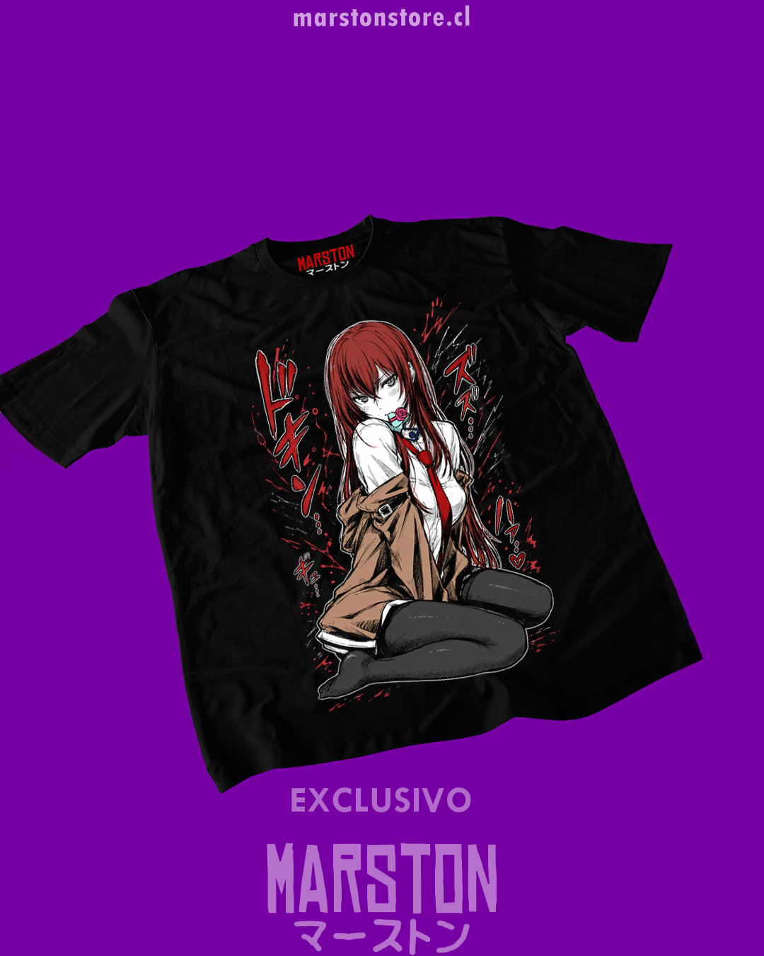Polera negra de Steins;Gate con Kurisu Makise