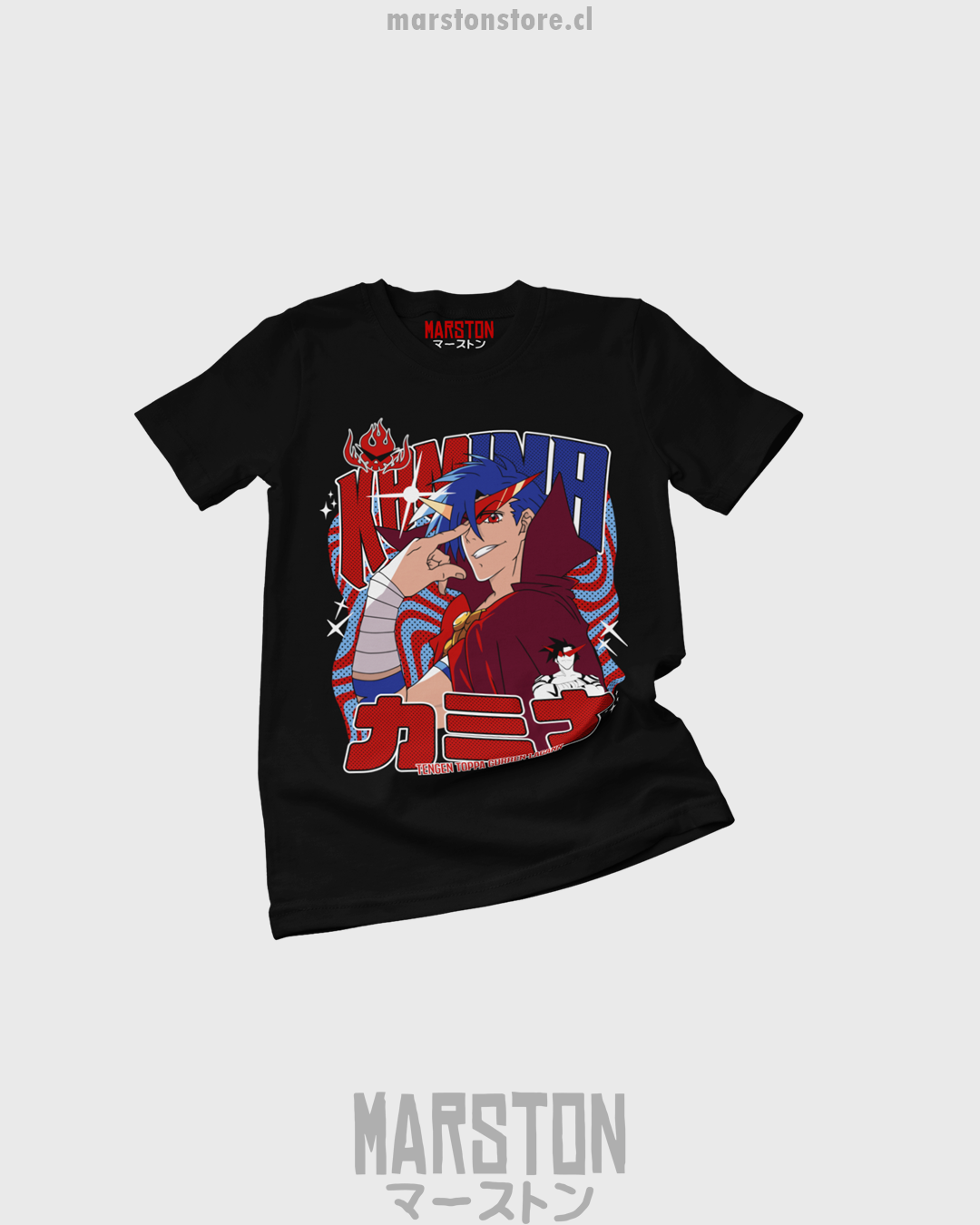 Polera negra de Tengen Toppa Gurren Lagann con Kamina