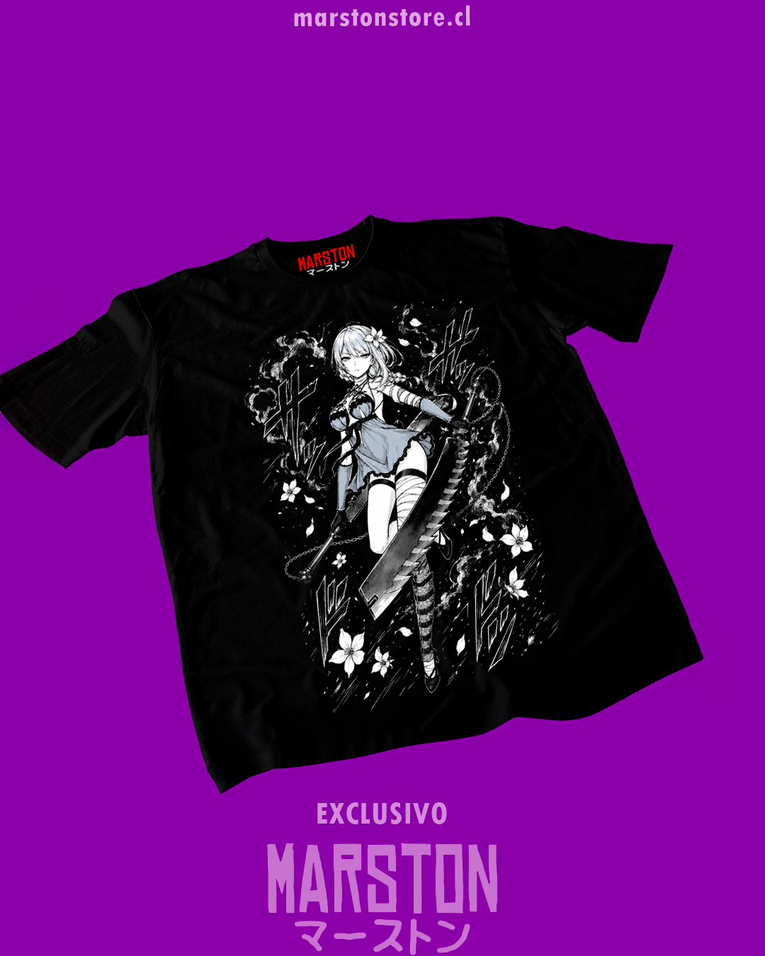 Polera negra NieR Replicant con diseño de Kainé