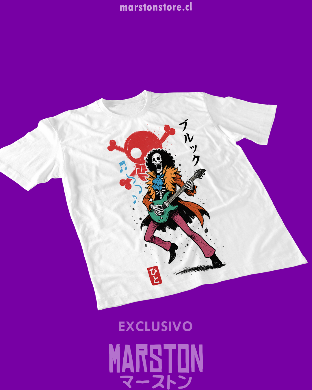 Polera blanca One Piece con diseño de Brook