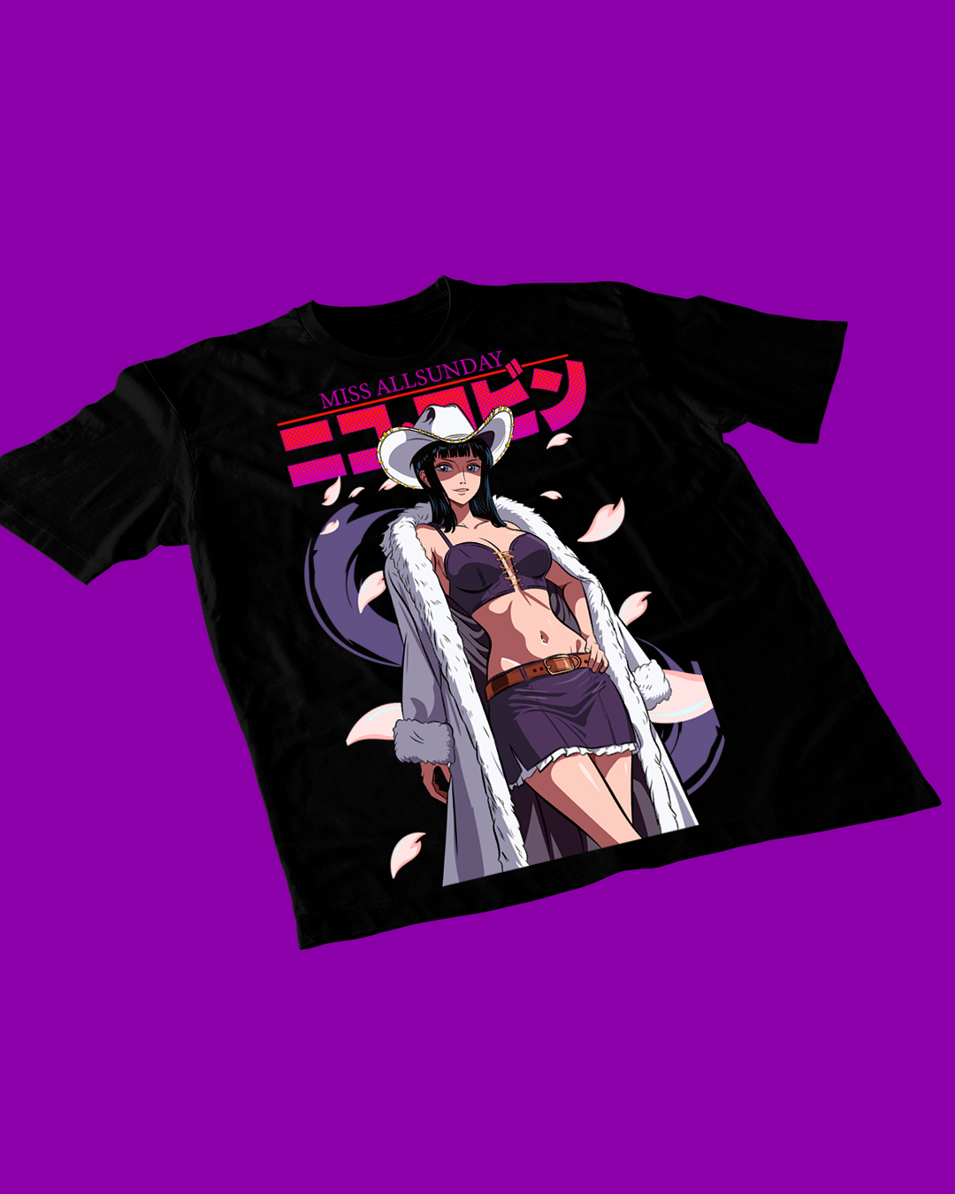 Polera negra One Piece con diseño de Nico Robin