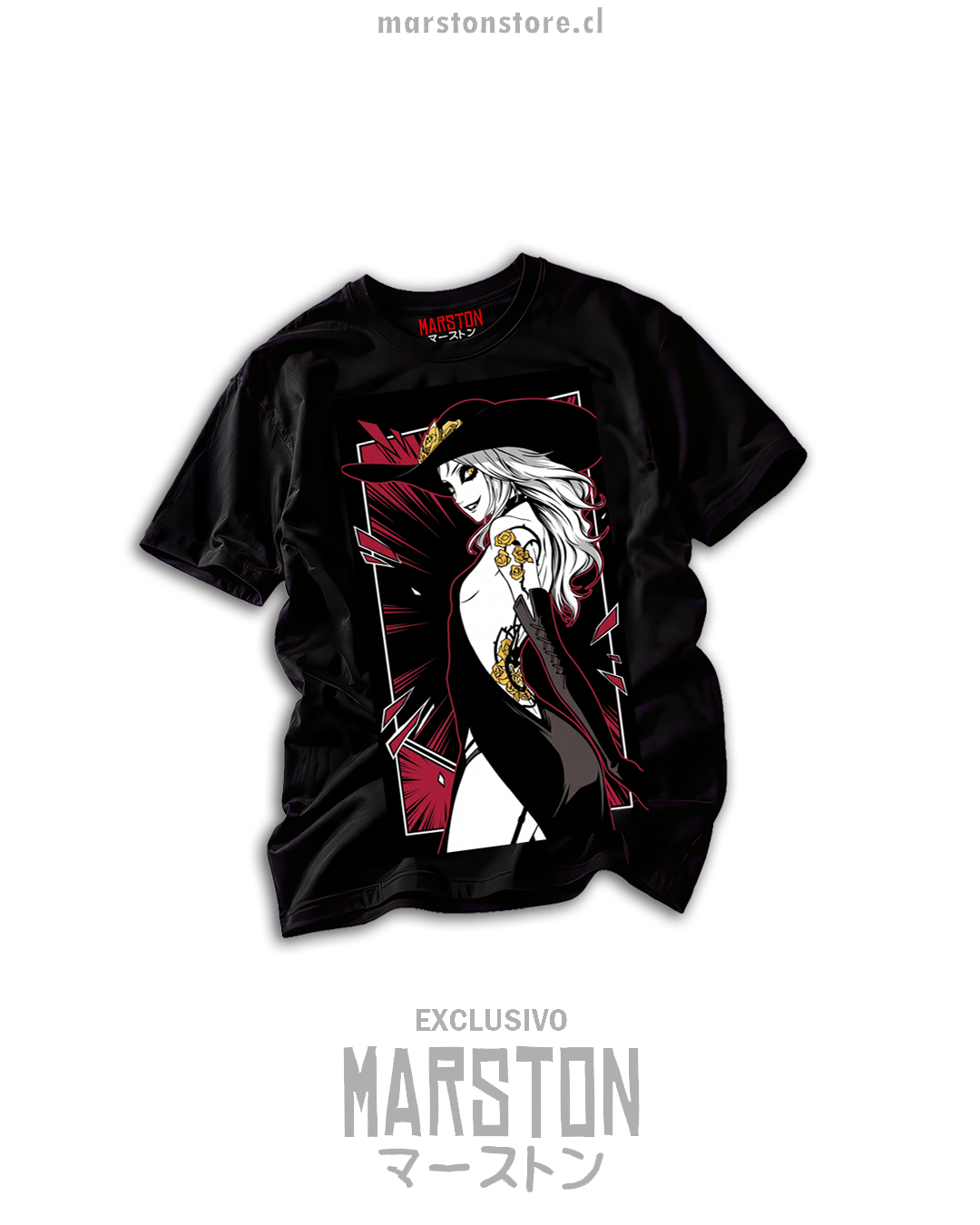 Polera negra Persona 5 Sae Niijima Shadow diseño 01