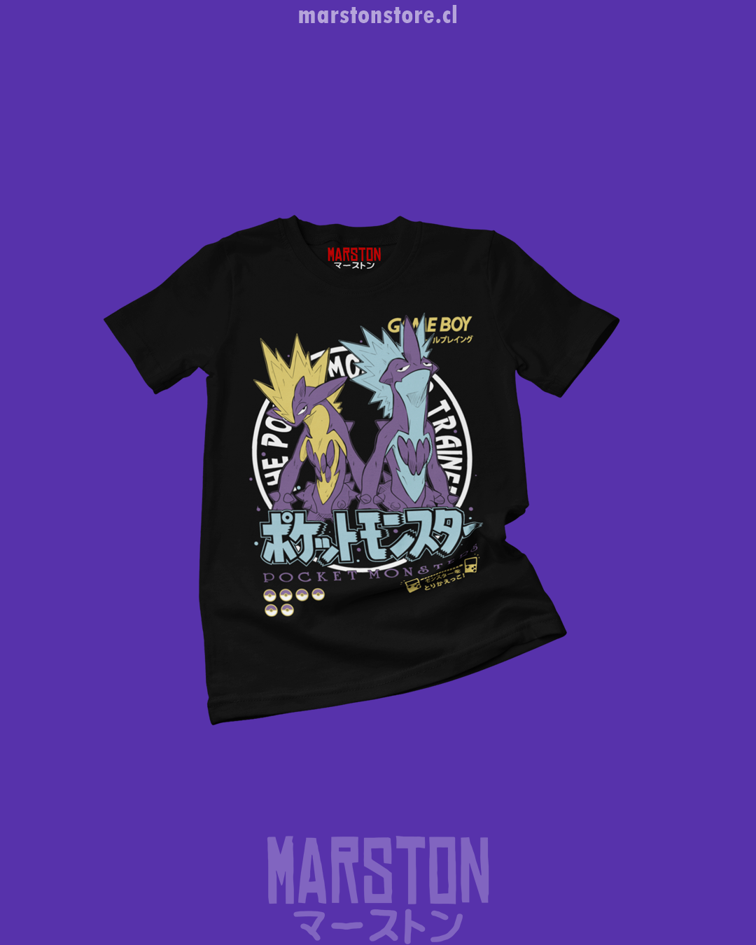 Polera negra de Pokémon con diseño de Toxtricity