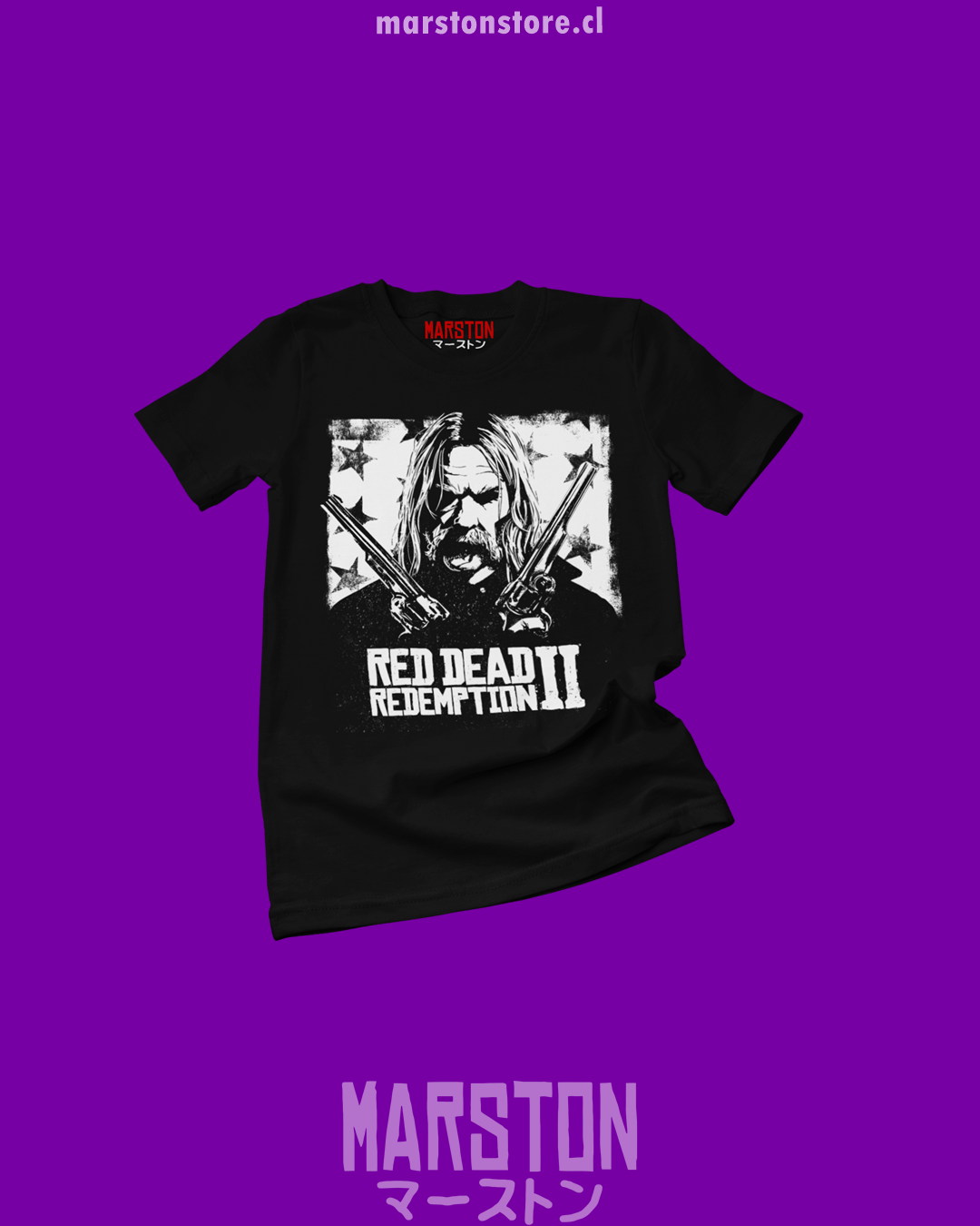 Polera negra Red Dead Redemption con diseño de Micah Bell