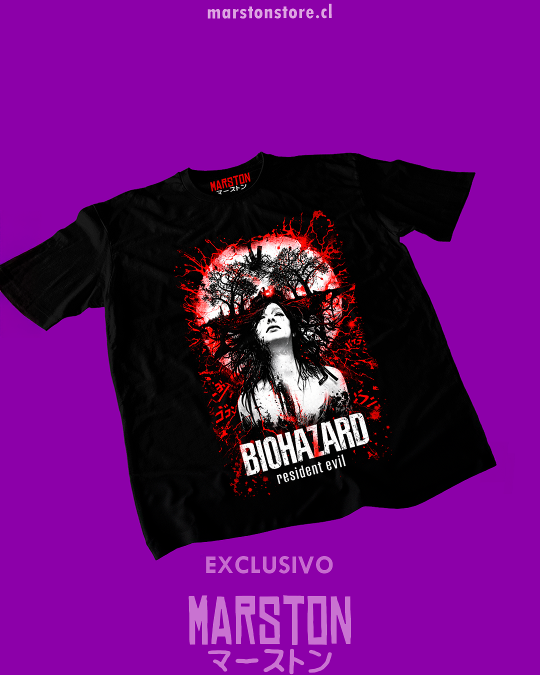 Polera negra con diseño de Resident Evil
