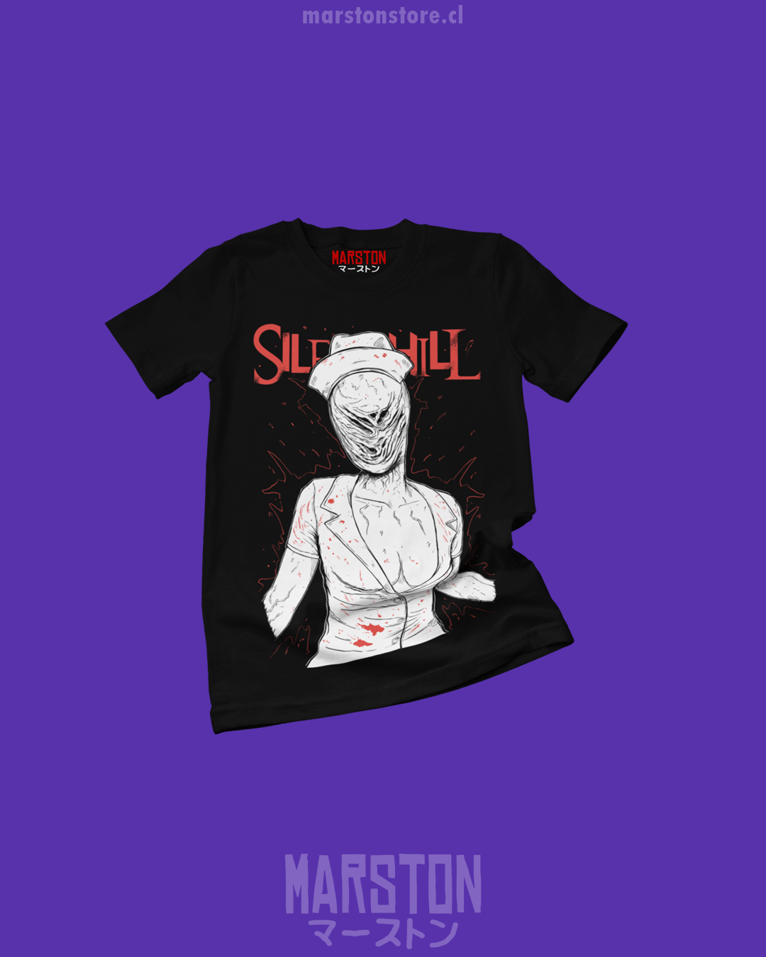 Polera negra Silent Hill con diseño de Nurse