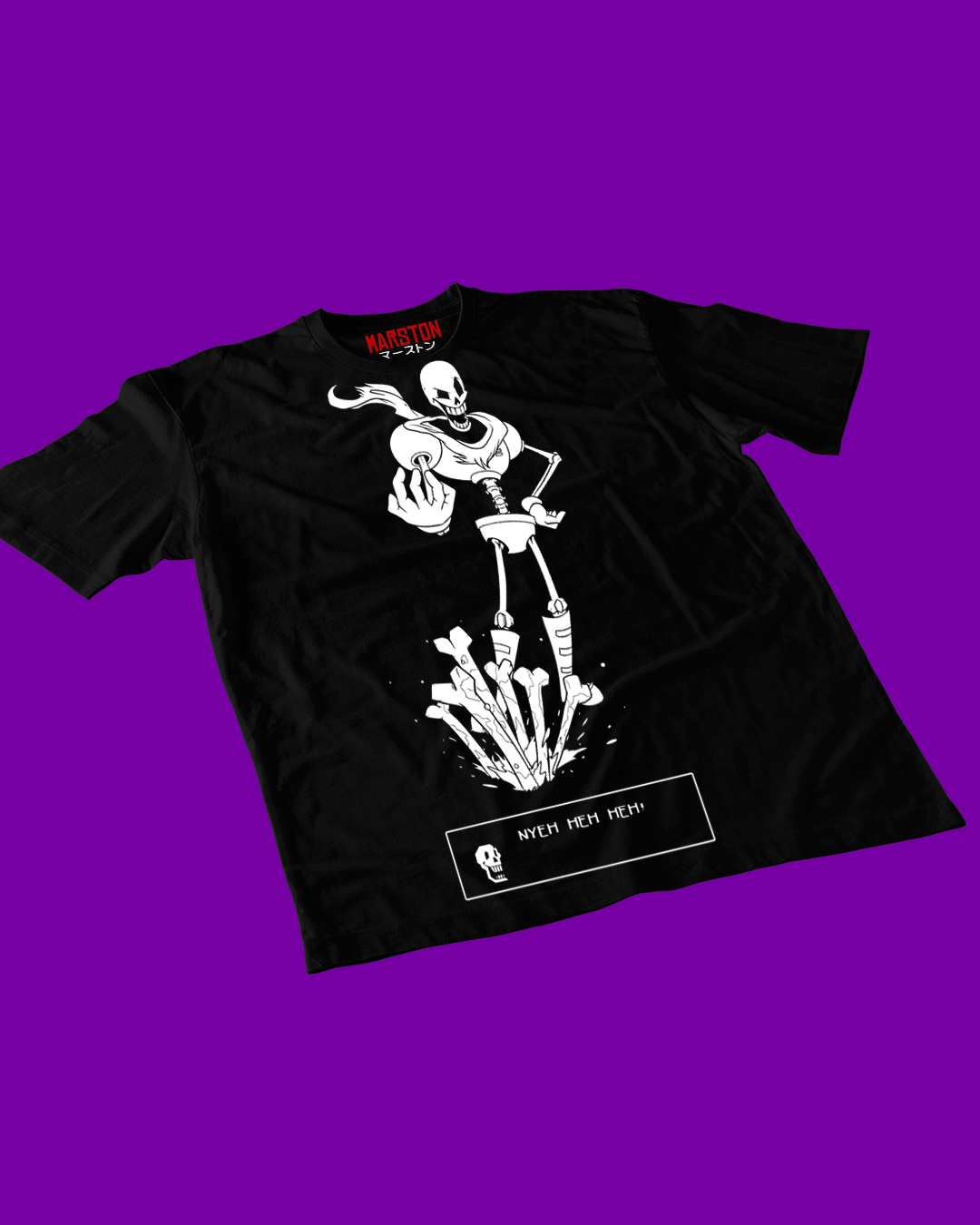 Polera negra Undertale con diseño de Papyrus