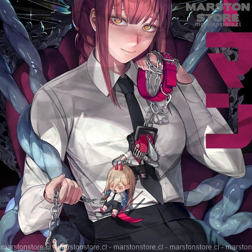Polera Chainsaw Man - Makima - Denji - Power - Aki (estampado frontal y espalda)