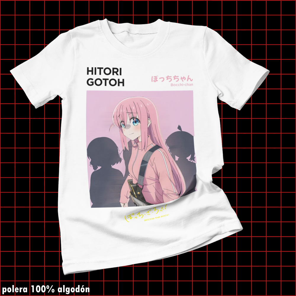 Polera blanca de Bocchi the Rock! con Hitori Gotoh