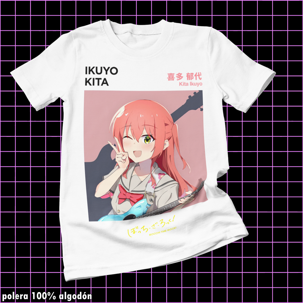Polera blanca de Bocchi the Rock! con Hitori Gotoh