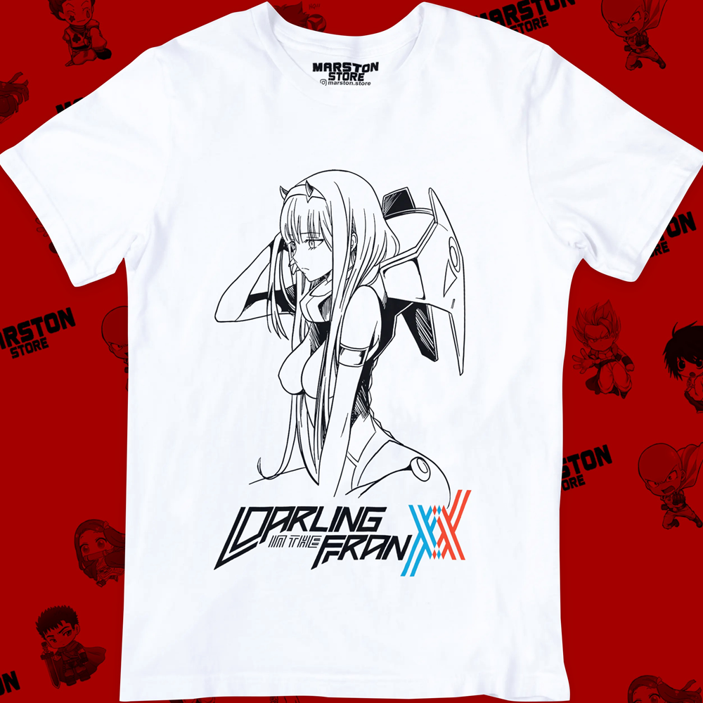 Polera blanca de Darling in the Franxx con Zero Two