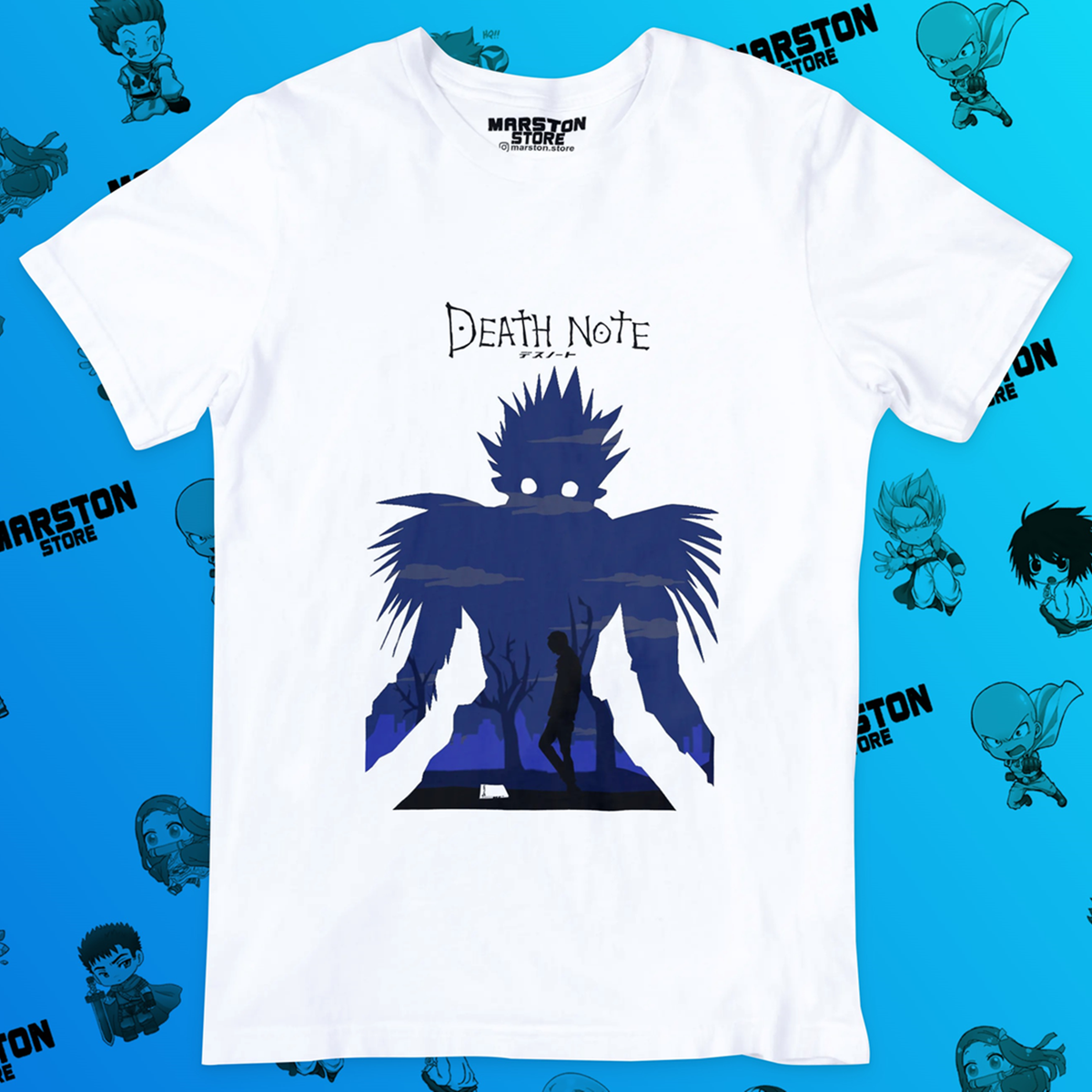 Polera blanca de Death Note con Light Yagami y Ryuk
