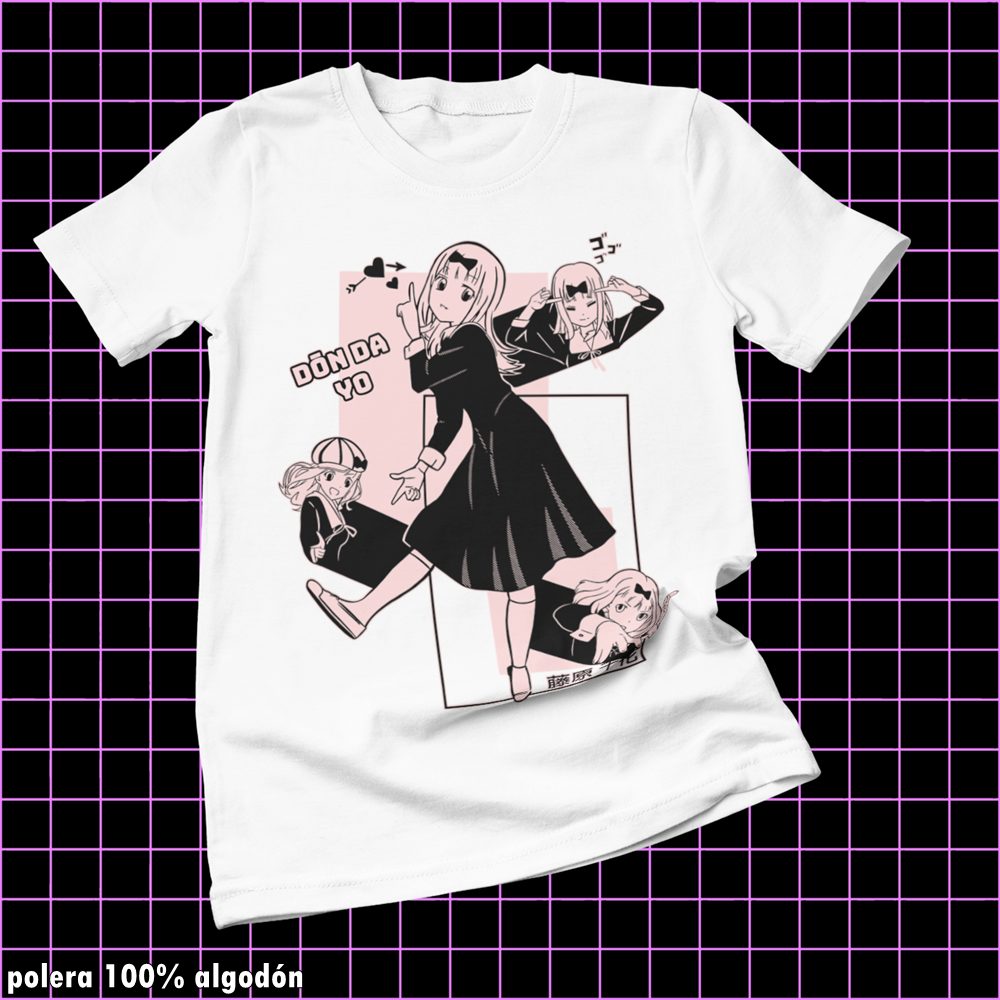 Polera blanca de Kaguya-sama: Love Is War con Chika Fujiwara