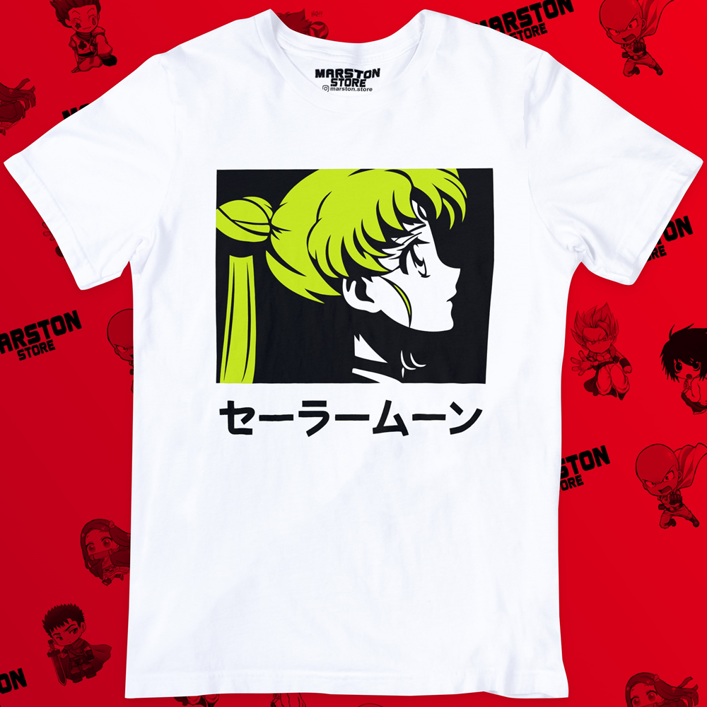 Polera blanca de Sailor Moon con diseño anime